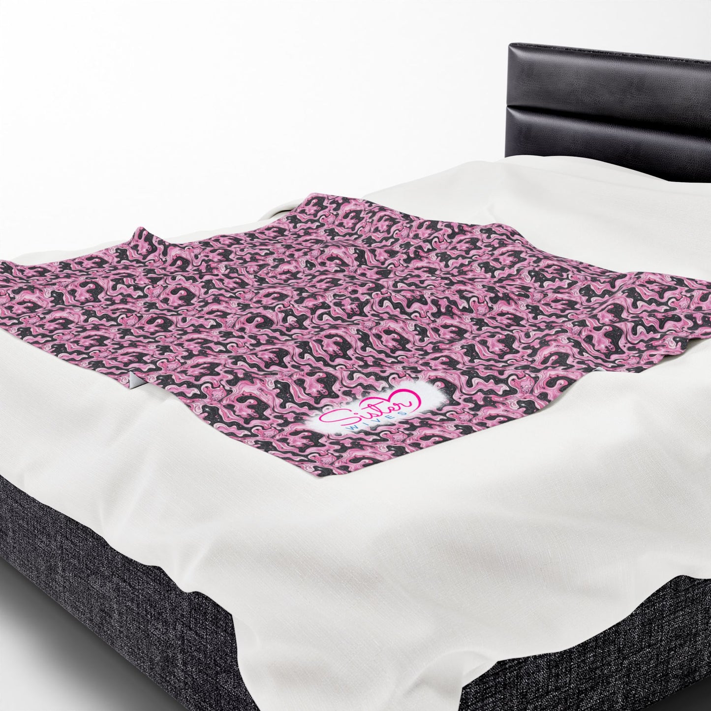 Sister Wives Pink & Black Oil Slick Cozy Velveteen Plush Blanket for Comfort & Warmth, Great for Home Decor, Gifts, Living Room, Couch, Bedroom