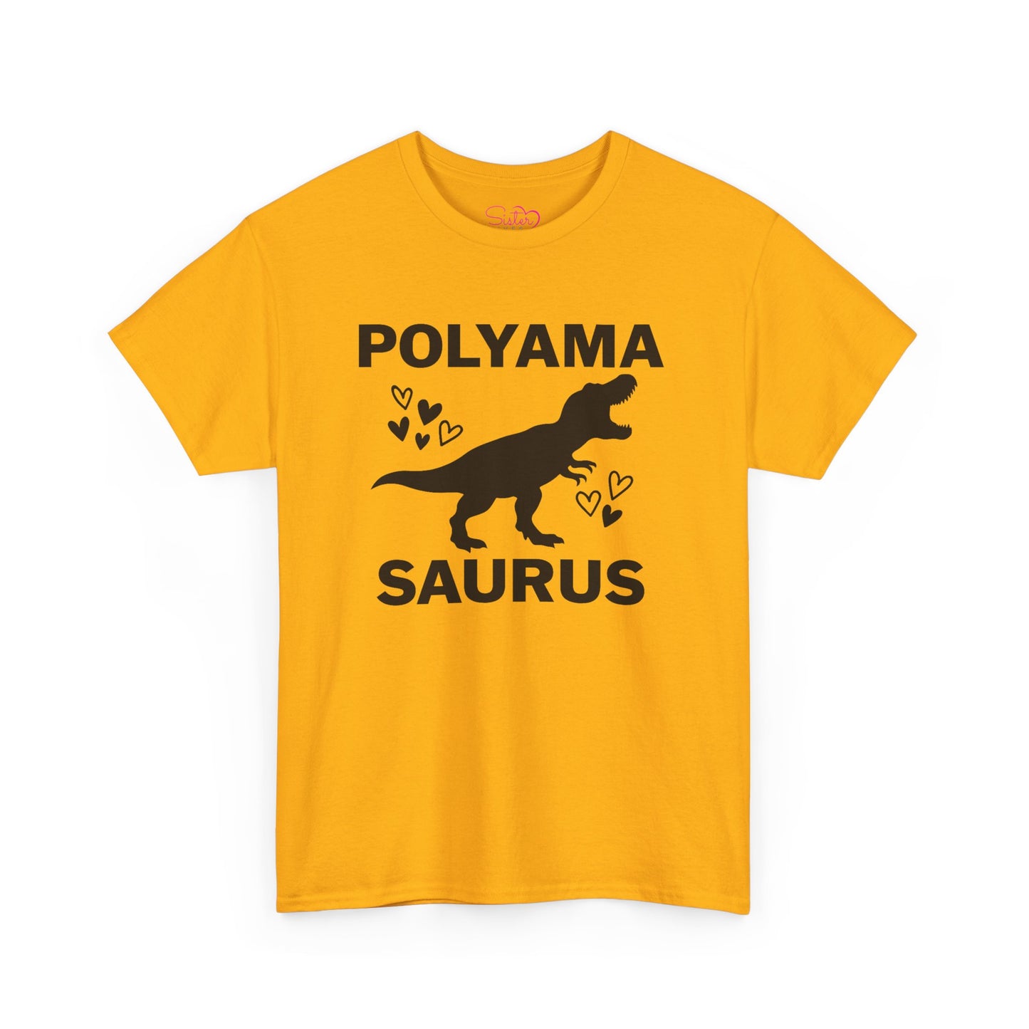 Polyama Saurus Dinosaur Polyamorous Funny Unisex Heavy Cotton Tee - Fun Dinosaur Shirt for Adults, Gift for Birthdays, Parties, Family Outings, Casual Wear