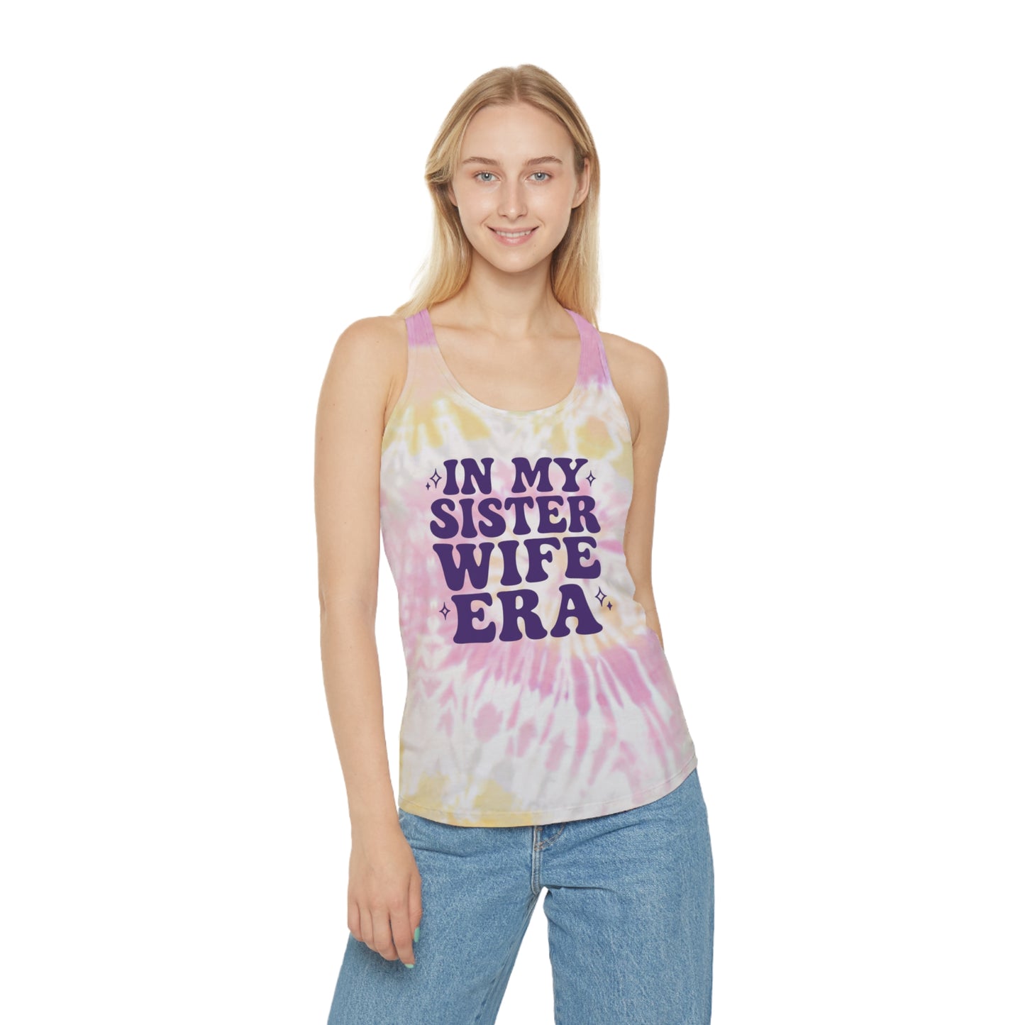 Purple In My Sisterwife Era Tie-Dye Tank Top, Summer Casual Wear, Graphic Tee for Bachelorette, Birthday Gift, Festival Style Top, SisterWife Tank Top