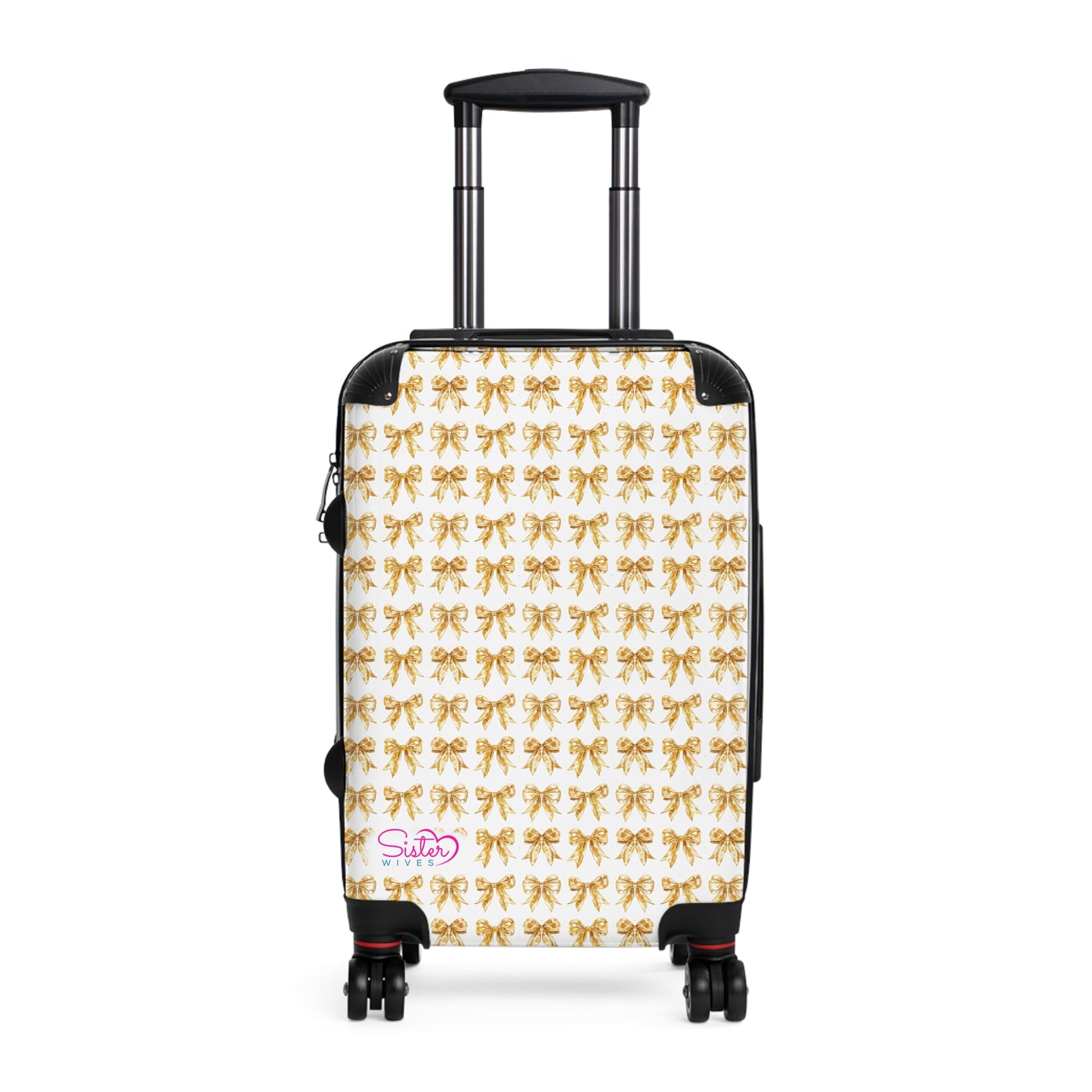 Coquette Golden Shimmer Bows Sisterwives Suitcase - Luggage, Travel Gear, Vacation Essential, Summer Adventure Bag, Stylish Travel Accessory