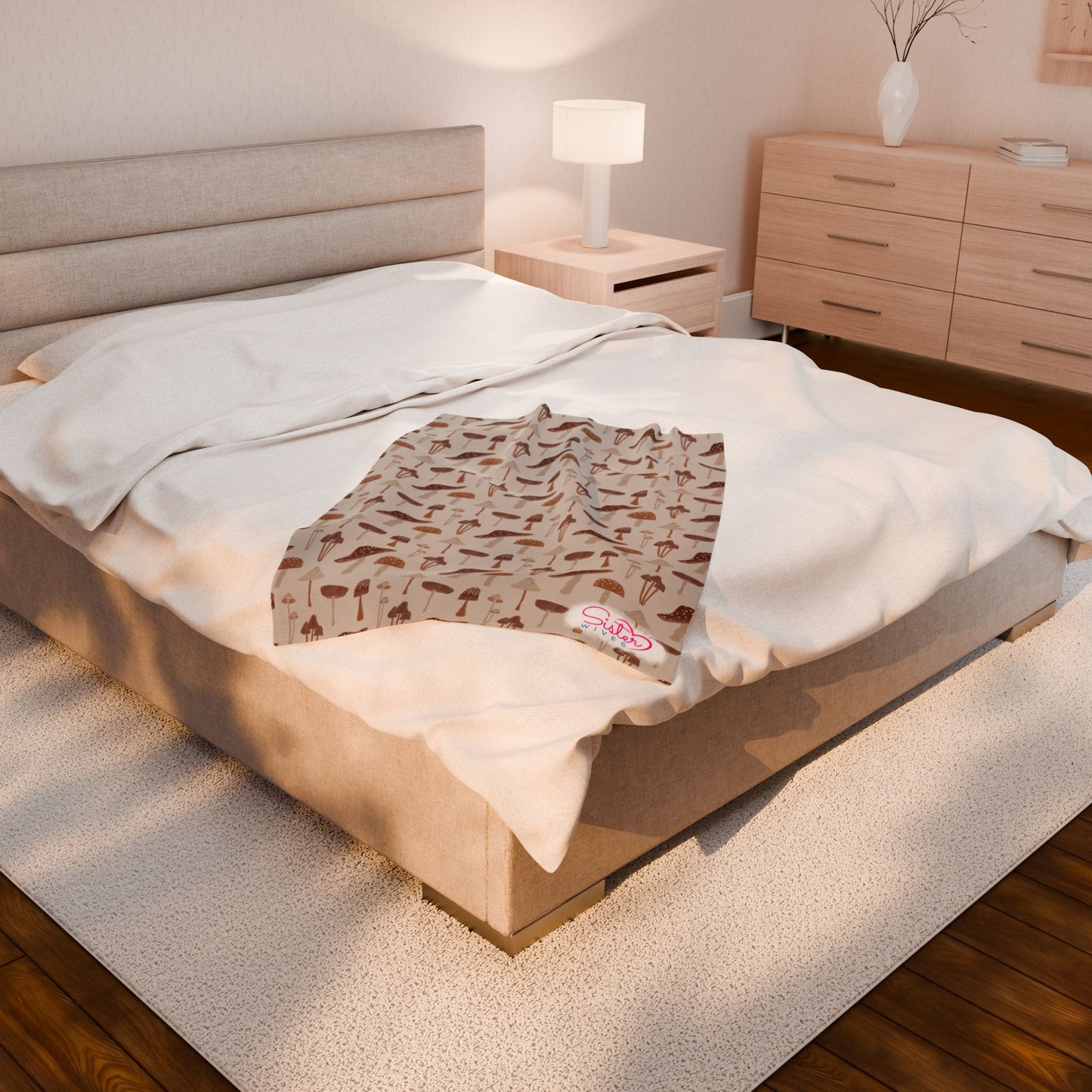 Natrual Mushroom Throw Blanket | Cottagecore Woodland Cozy Blanket | Boho Nature Home Decor | Polyamory & ENM Friendly