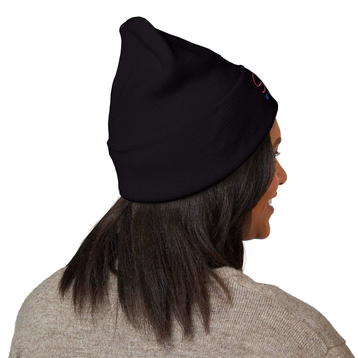 SisterWives Logo Embroidered Cuffed Beanie, Cozy Hat for Family Gatherings, Winter Wear, Holiday Gift, Fashion Accessory