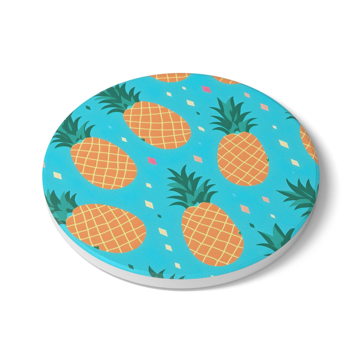 Tropical Pineapple Coaster Set - Fun Summer Drink Coaster, Home Bar Decor, Tropical Party Supplies, Gift for Beach Lovers, Kitchen Accessory
