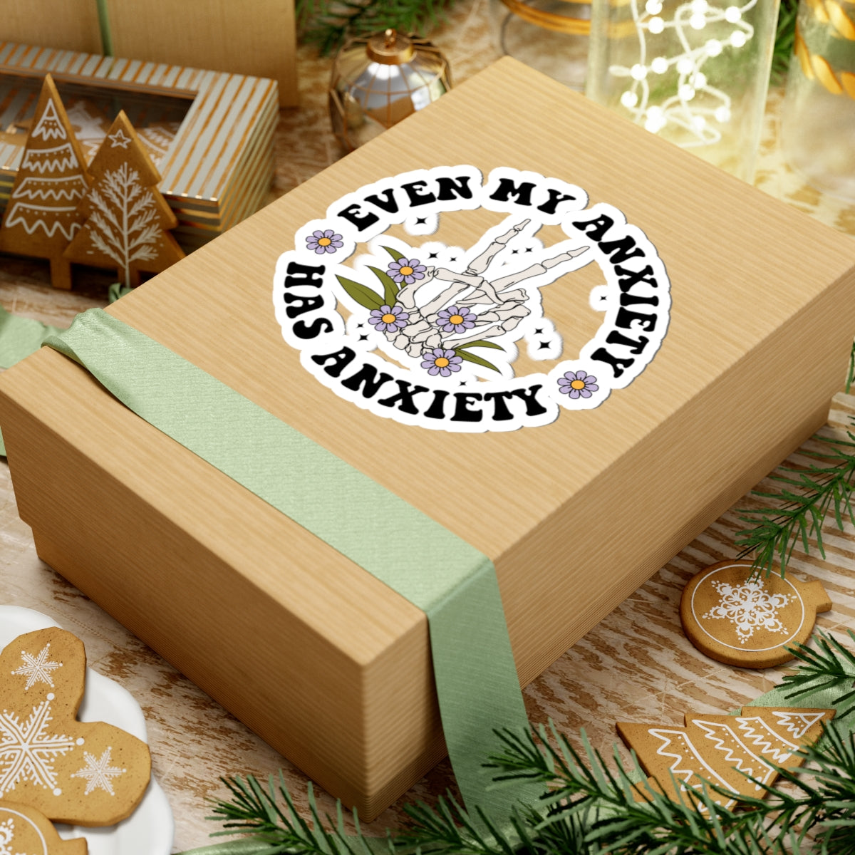 Even My Anxiety Has Anxiety Kiss Cut Sticker – Funny Mental Health Vinyl Sticker | Anxiety Humor Laptop Decal | Self Care Sticker
