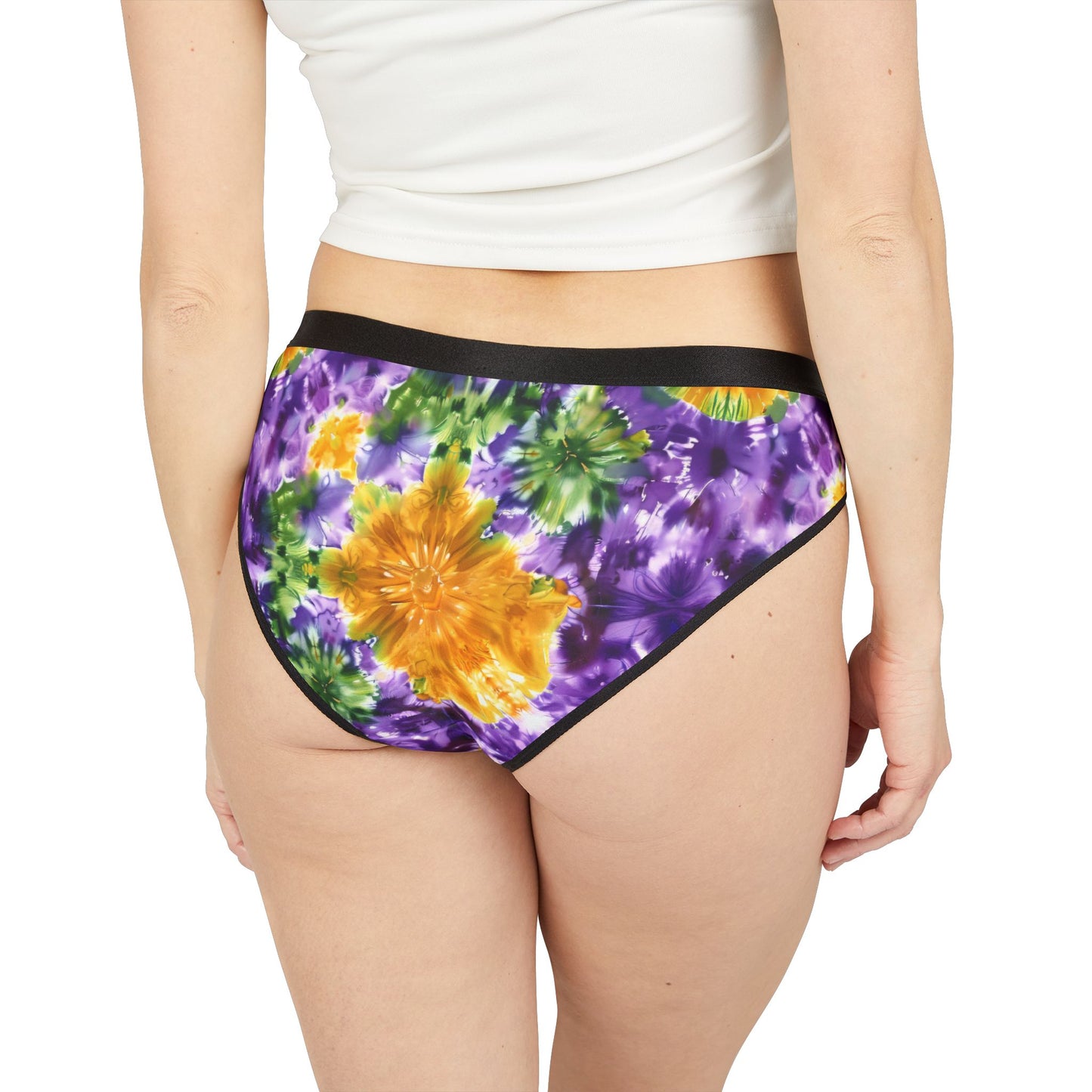 Mardi Gras Tie-Dye Women’s Panties | Polyamory ENM Pride Underwear | Ethical Non-Monogamy Lingerie | Colorful Festival-Inspired Bikini Briefs