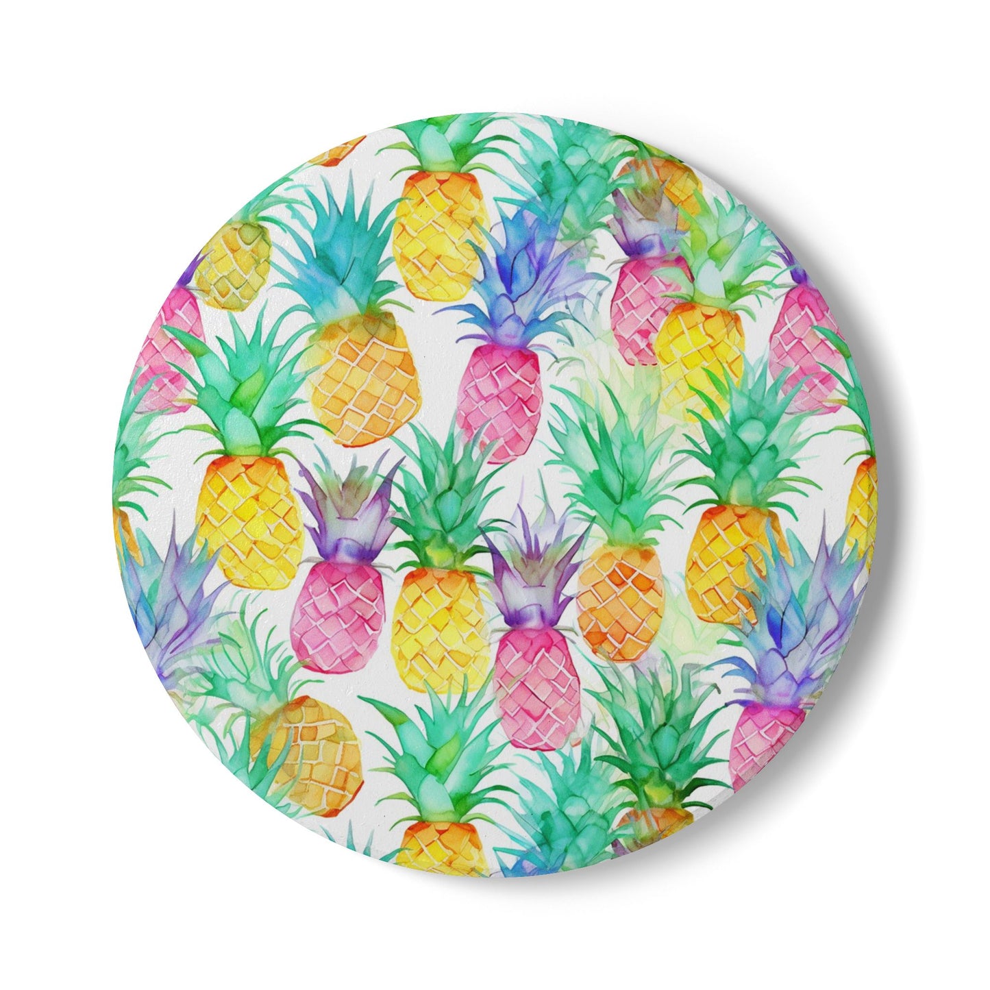 Neon Tropical Pineapple Coaster Set - Fun Summer Drink Coaster, Home Bar Decor, Tropical Party Supplies, Gift for Beach Lovers, Kitchen Accessory