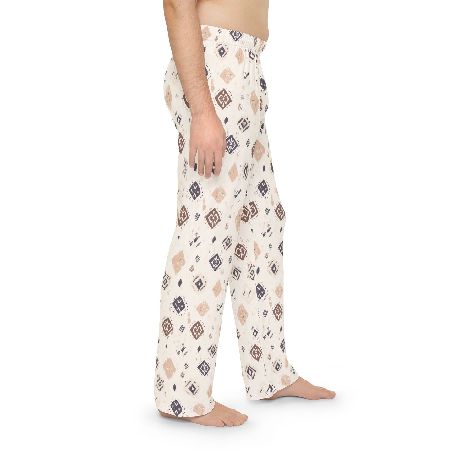 Men’s Neutral Boho Pajama Pants | Earth Tone Abstract Lounge Pants | Minimalist Sleepwear | Polyamory & ENM Friendly