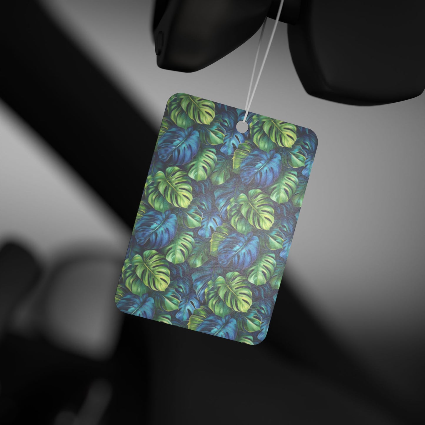 Tropical Leaf Car Air Freshener β Green Jungle Aesthetic Hanging Diffuser | Pine, New Car & Black Ice Scents