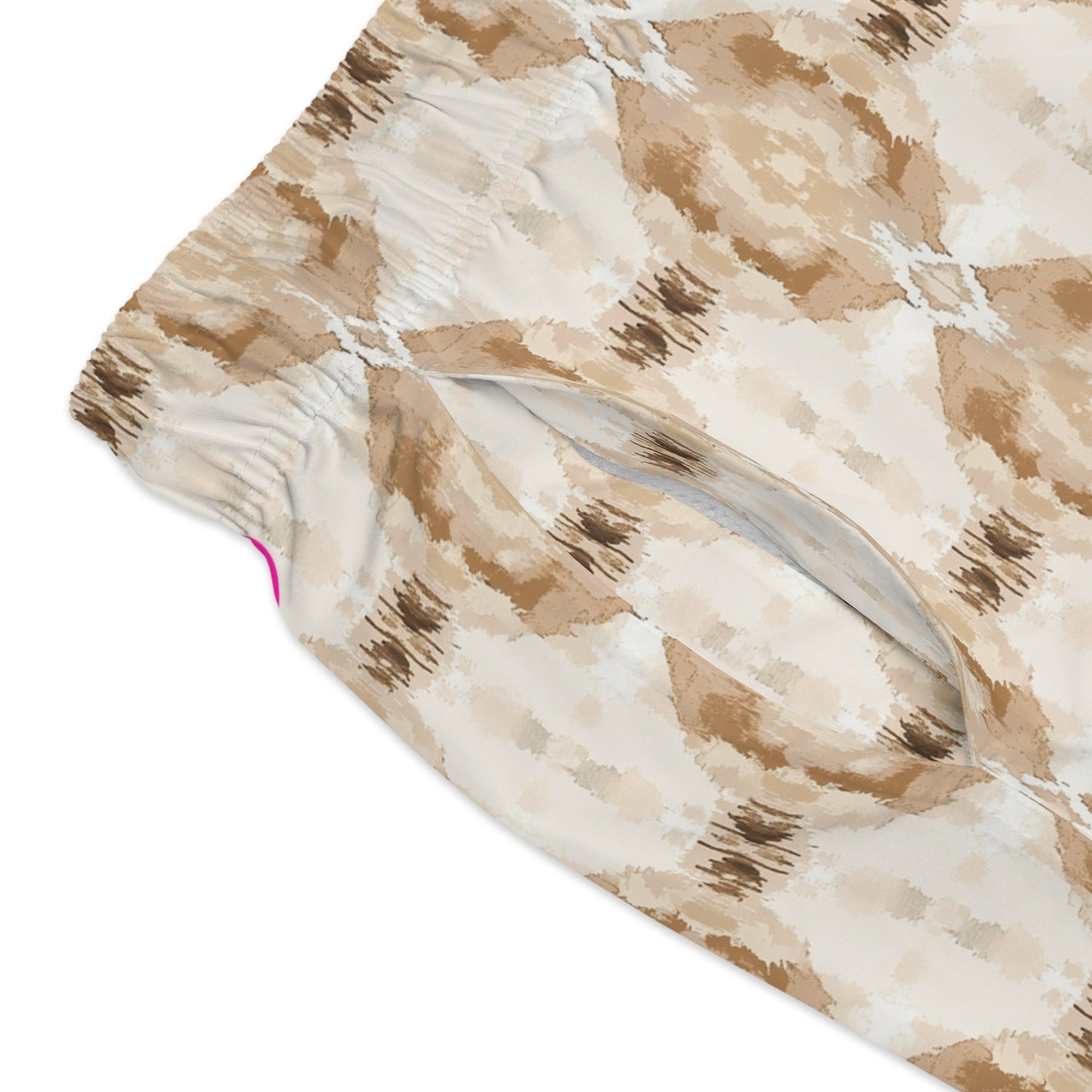 Men’s Boho Abstract Swim Trunks – Neutral Earth Tone Boardshorts | Modern Minimalist Swimwear | Fast-Dry Men’s Swim Shorts
