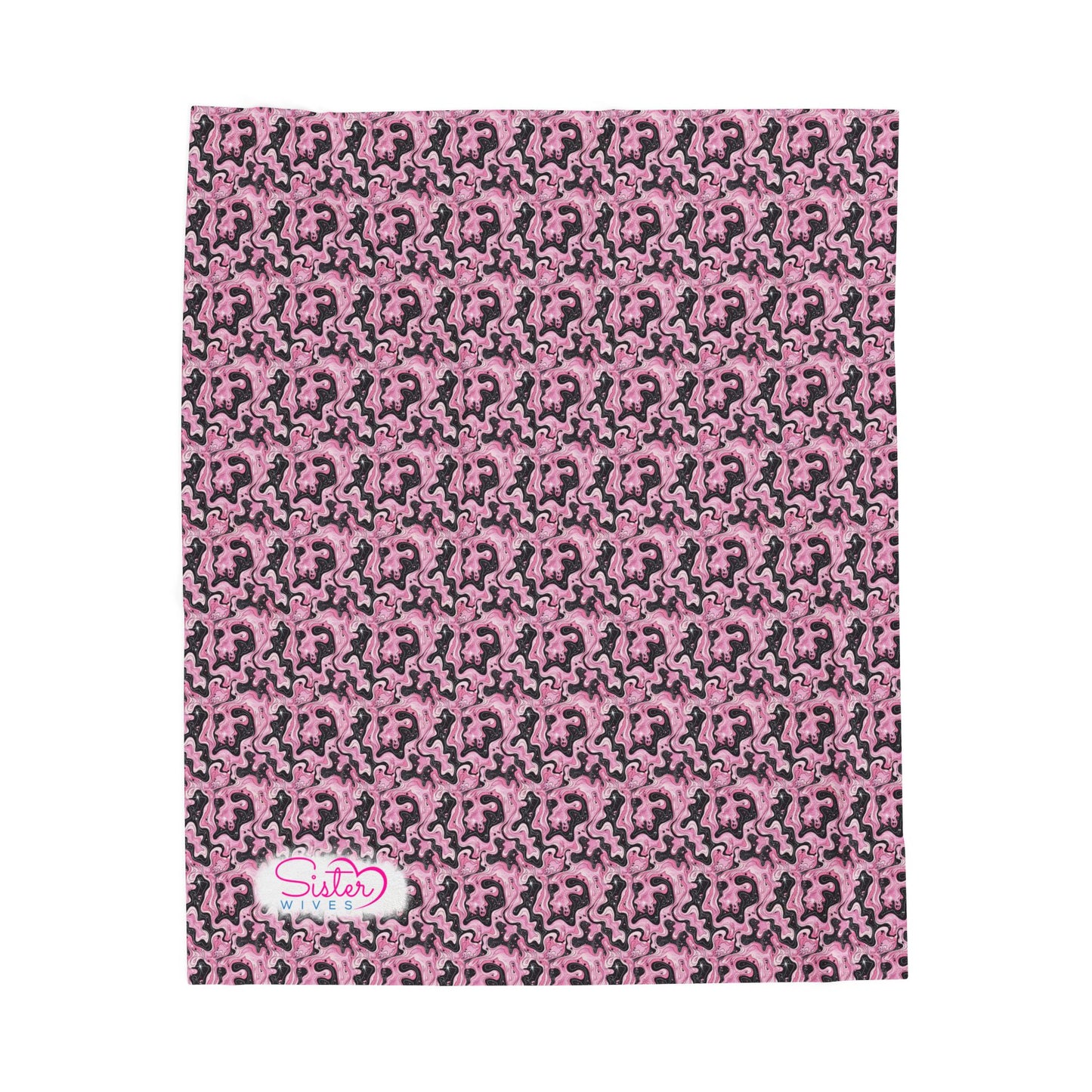 Sister Wives Pink & Black Oil Slick Cozy Velveteen Plush Blanket for Comfort & Warmth, Great for Home Decor, Gifts, Living Room, Couch, Bedroom