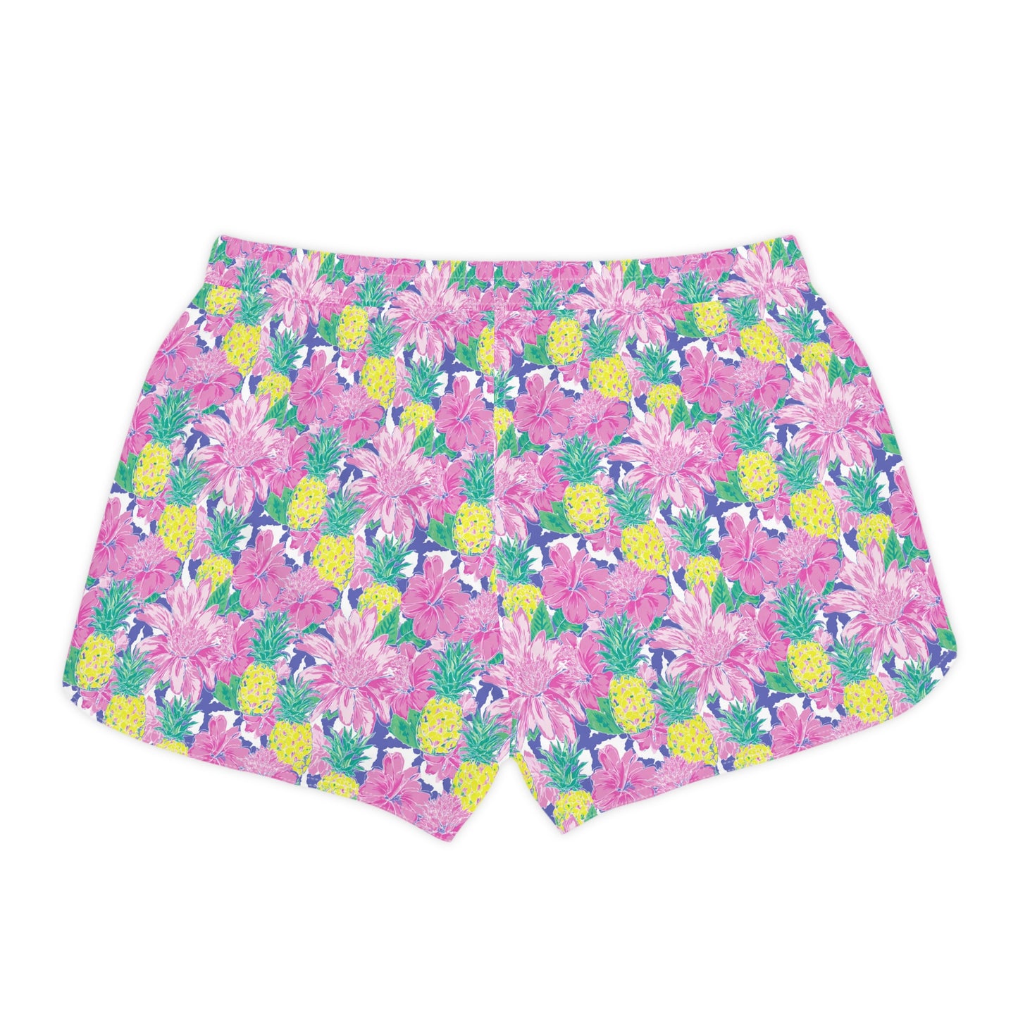 Costal Pineapple Sisterwives Floral Women's Casual Shorts, Summer Beachwear, Vacation Shorts, Cute Lounge Shorts, Pineapple Print Shorts