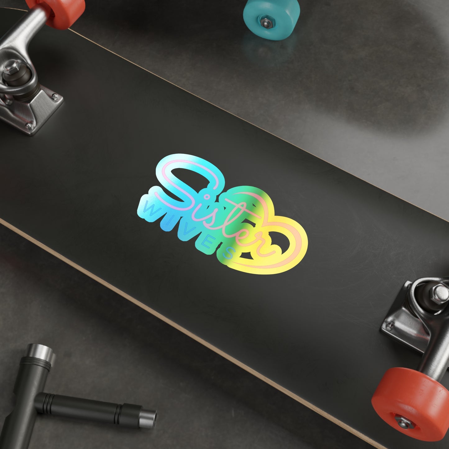 Holographic Sister Wives Logo Stickers, Fun Vinyl Decals for Laptops, Water Bottles, Skateboards, Gifts for Friends