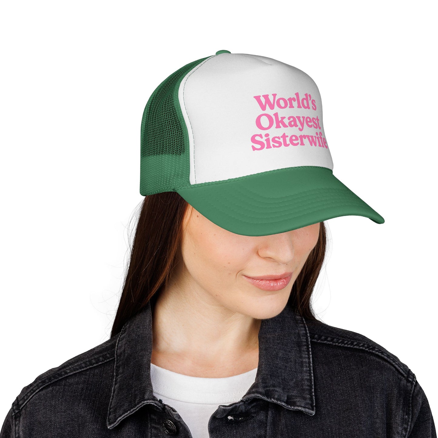 Copy of World's Okayest Sisterwife Trucker Cap, Funny Gift for Sisters, Unique Headwear for Events, Casual Style, Best for Family Gatherings