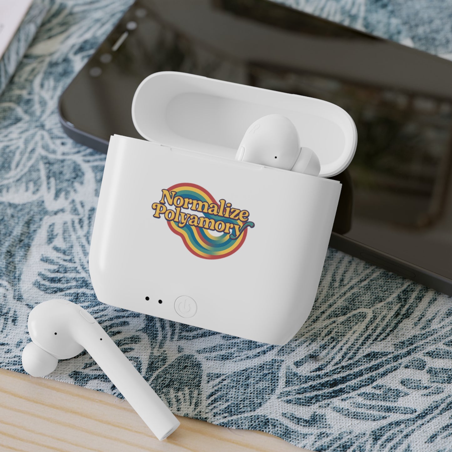 Sisterwives Normalize Polyamory Wireless Earbuds, Wireless Ear Buds Cover, Fun Tech Accessory, Gift for Music Lovers, Modern Chic