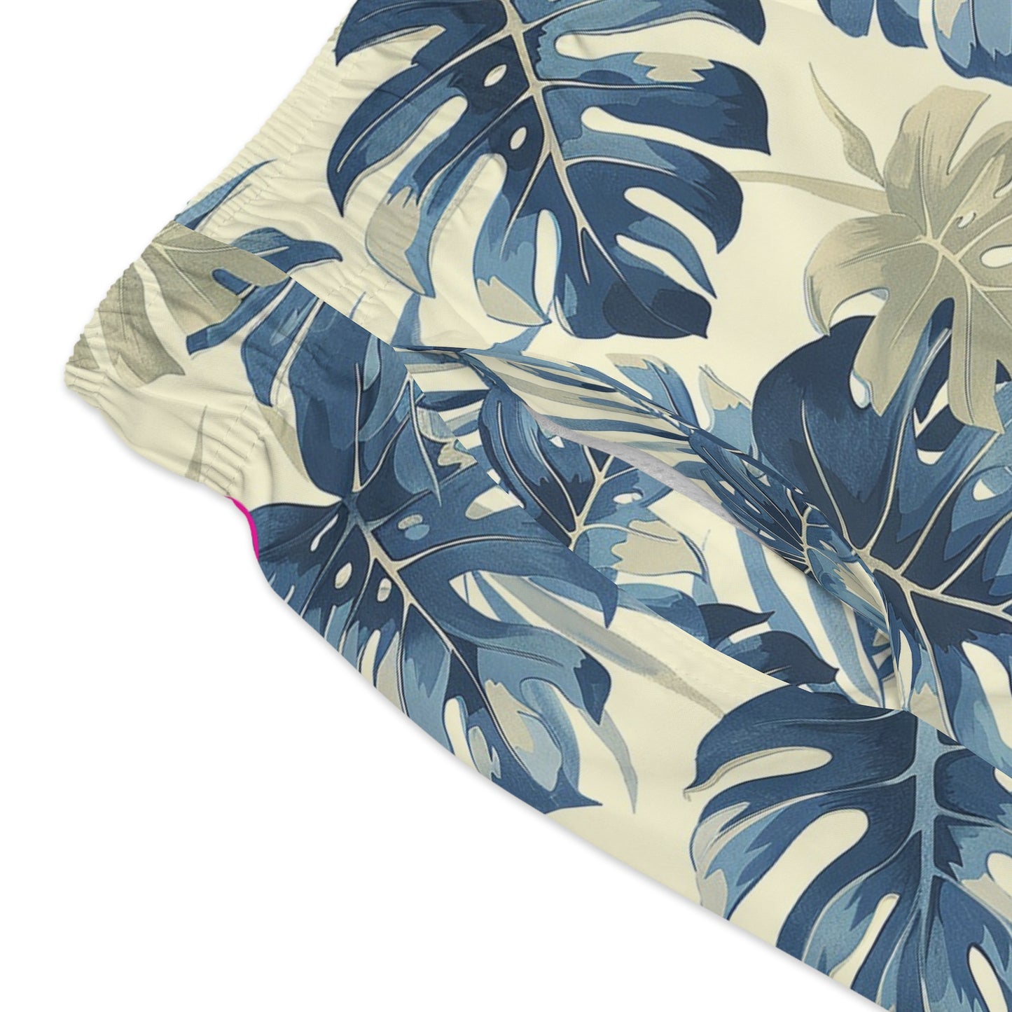 Tropical Leaf Swim Trunks for Men – Blue Palm Fast-Dry Board Shorts with Drawstring | XS–3XL Summer Swimwear