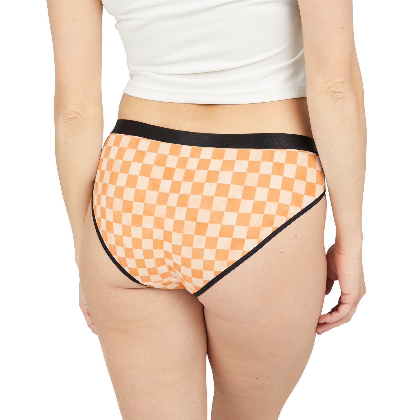Orange Checker Women’s Panties | Aesthetic Bikini Cut Underwear | ENM & Polyamory Friendly Lingerie