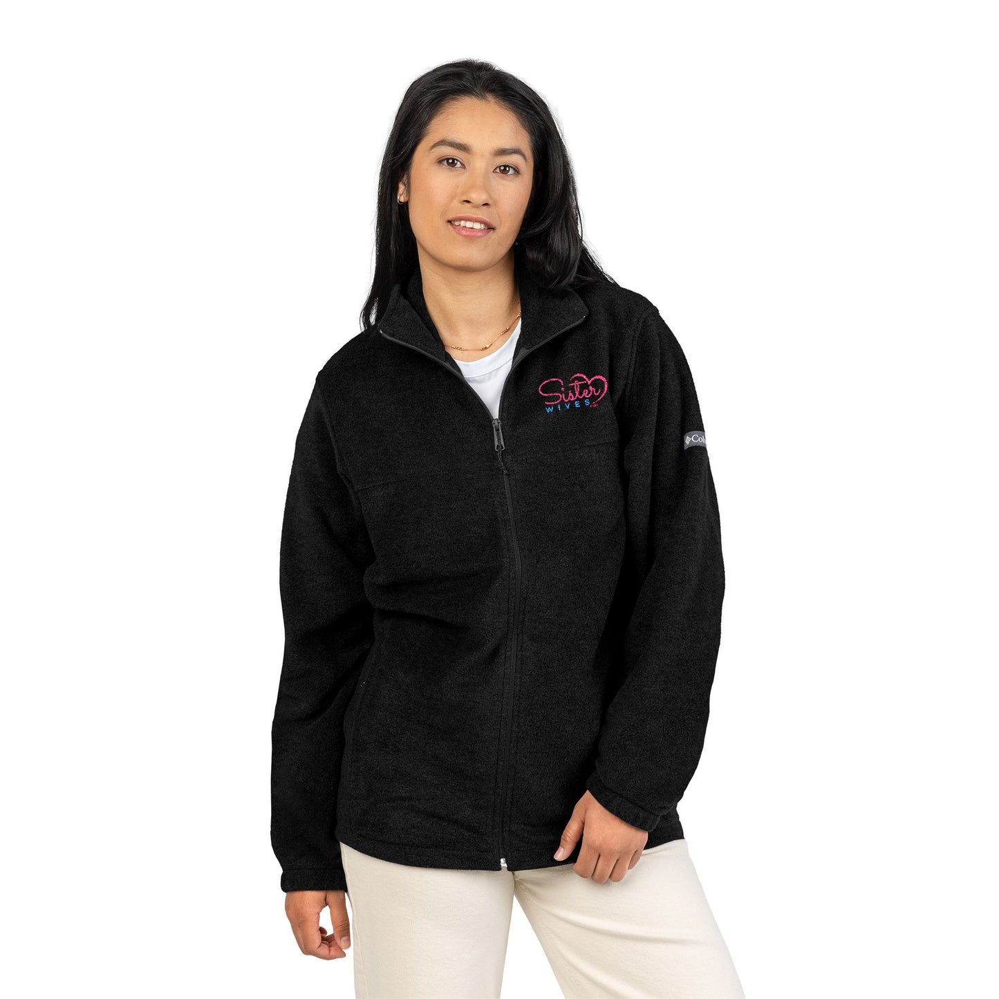 Sister Wives Logo Cozy Unisex Columbia Fleece Jacket - Embroidered Outdoor Layer, Perfect Gift for Hiking, Camping, and Everyday Wear