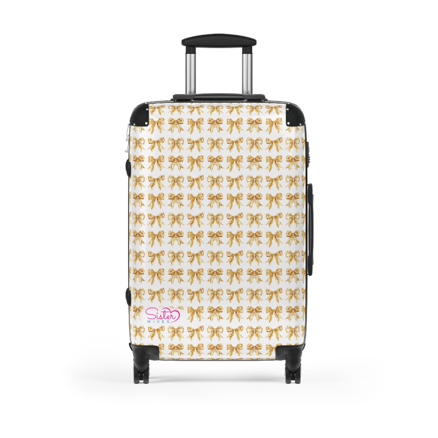 Coquette Golden Shimmer Bows Sisterwives Suitcase - Luggage, Travel Gear, Vacation Essential, Summer Adventure Bag, Stylish Travel Accessory