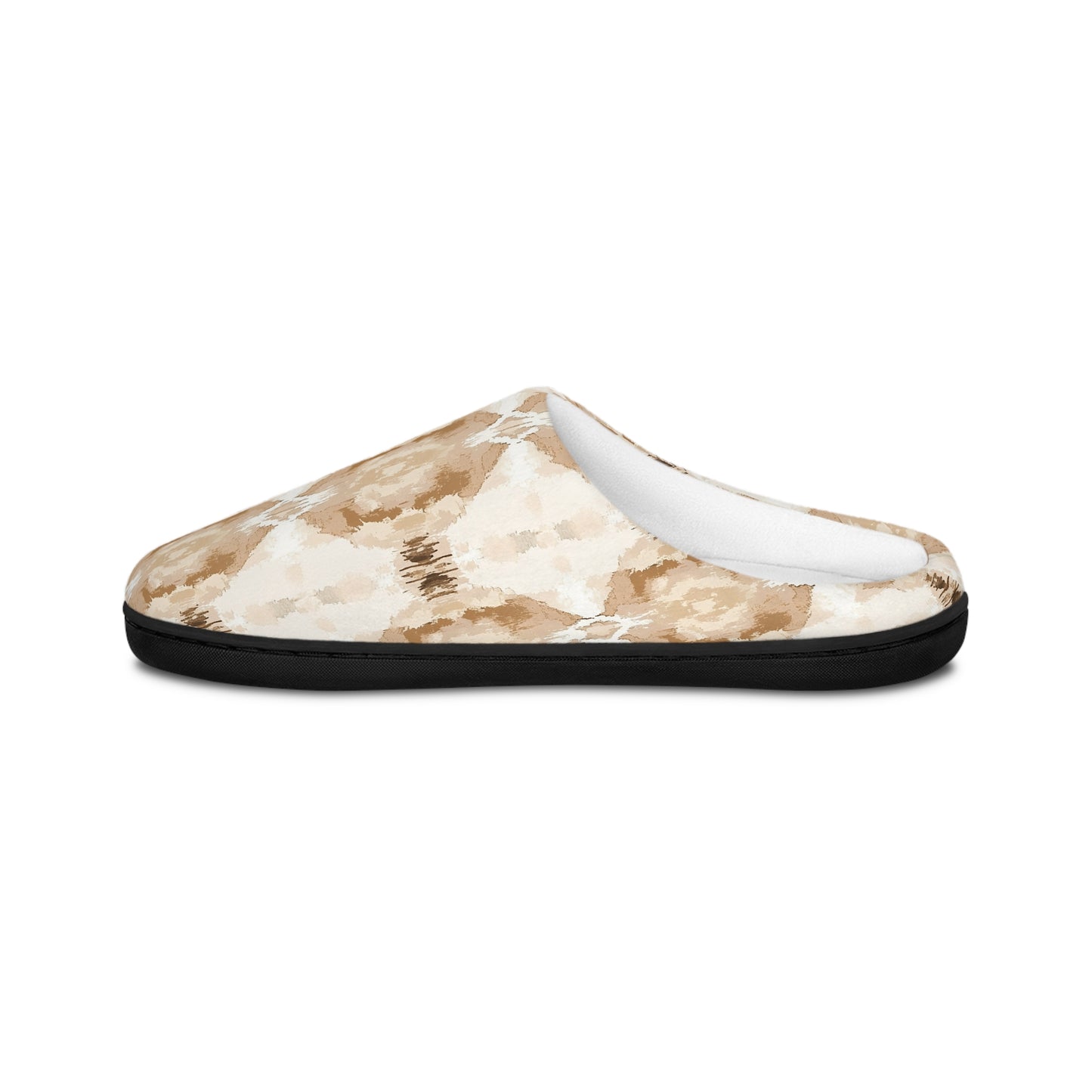 Men’s Neutral Boho Slippers – Abstract Earth Tone Indoor House Shoes | Modern Minimal Cozy Men’s Slippers | Non-Slip Loungewear