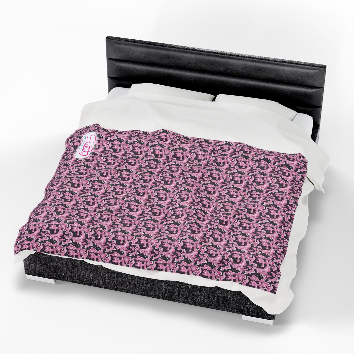 Sister Wives Pink & Black Oil Slick Cozy Velveteen Plush Blanket for Comfort & Warmth, Great for Home Decor, Gifts, Living Room, Couch, Bedroom