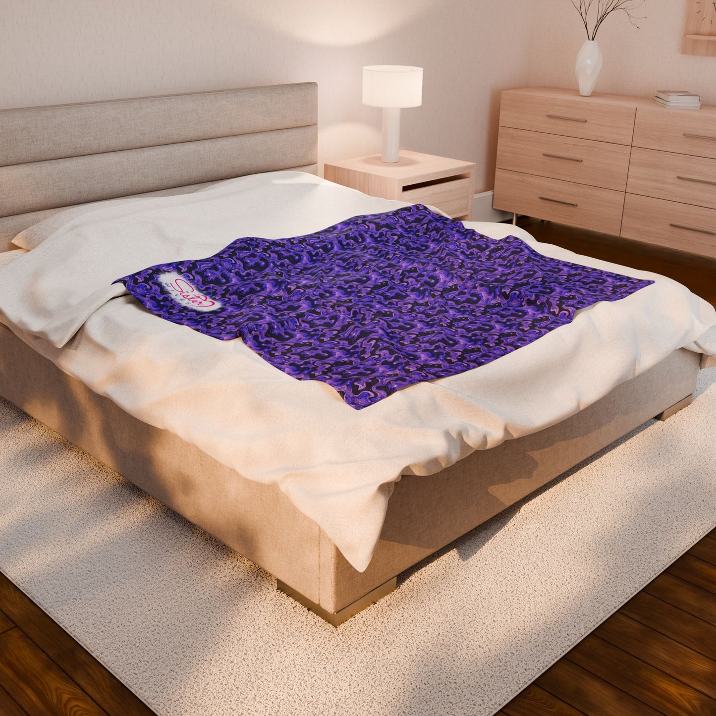 Sister Wives Blue & Purple Oil Slick Cozy Velveteen Plush Blanket for Comfort & Warmth, Great for Home Decor, Gifts, Living Room, Couch, Bedroom