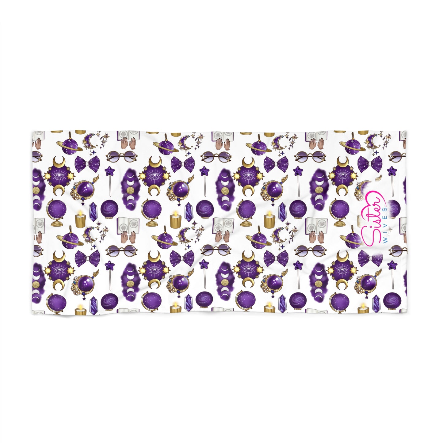 Celestial Zodiac Polyamory Beach Towel | ENM & Non-Monogamy Friendly Astrology, Zodiac & Magical Aesthetic Pool Towel
