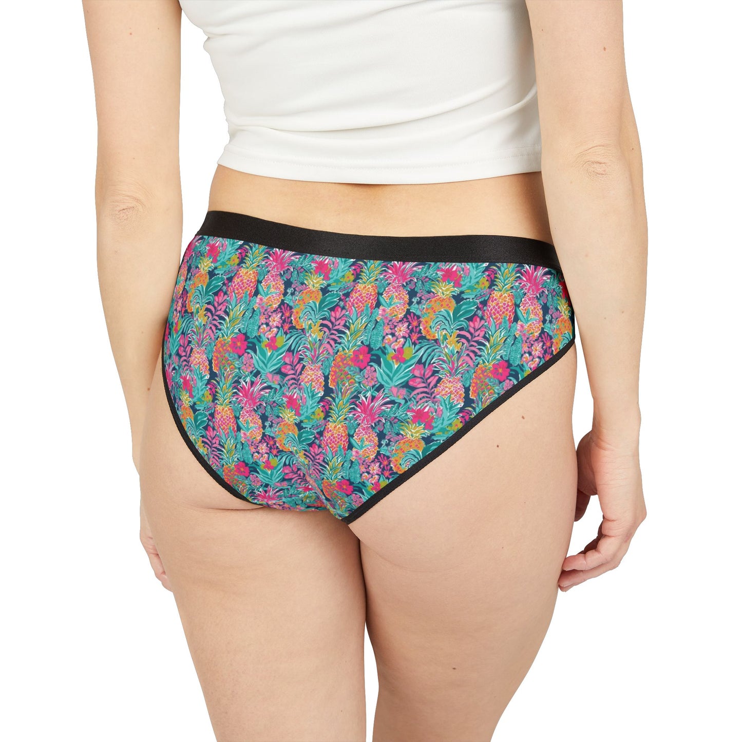 Sisterwives Floral Pineapple Print Women's Underwear, Vibrant Lingerie, Comfortable Panties, Gift for Her, Everyday Essentials, Colorful Intimates