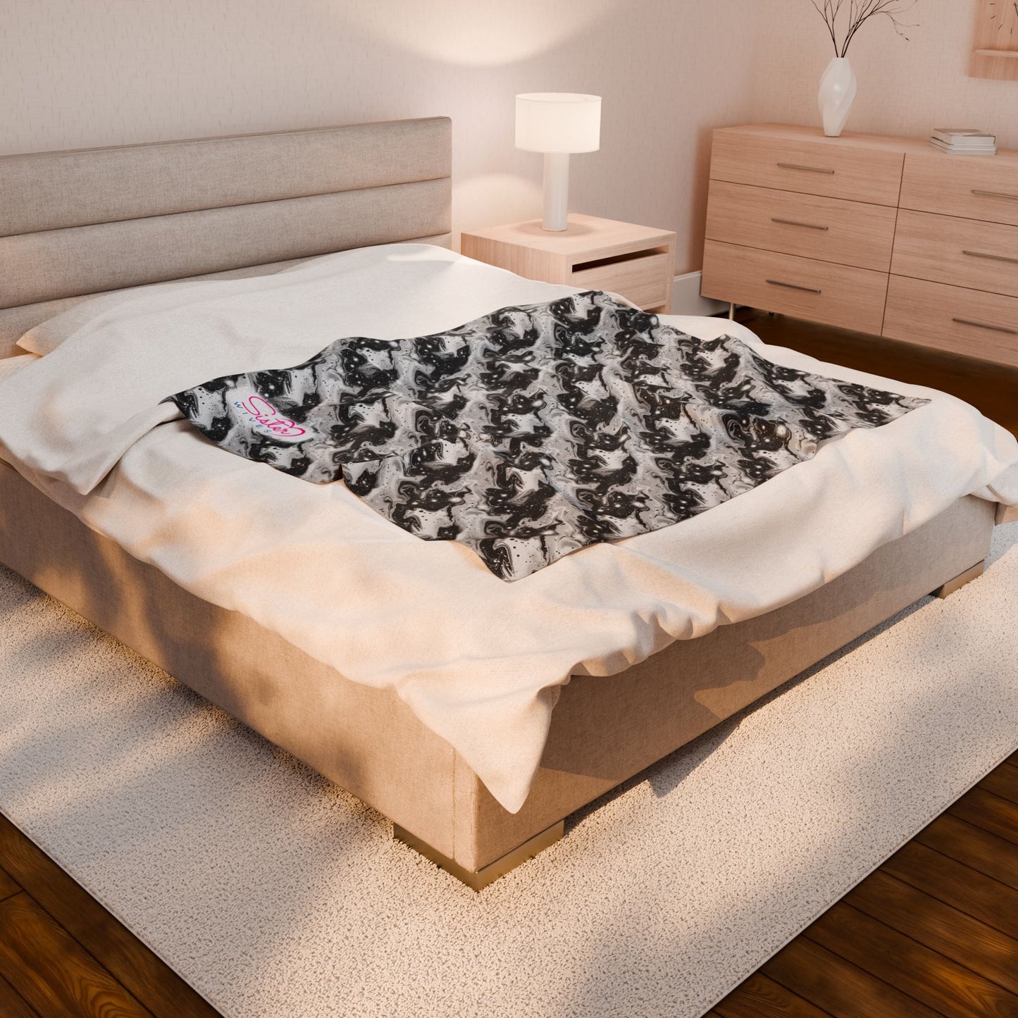 Sister Wives Black & White Cozy Velveteen Plush Blanket for Comfort & Warmth, Great for Home Decor, Gifts, Living Room, Couch, Bedroom