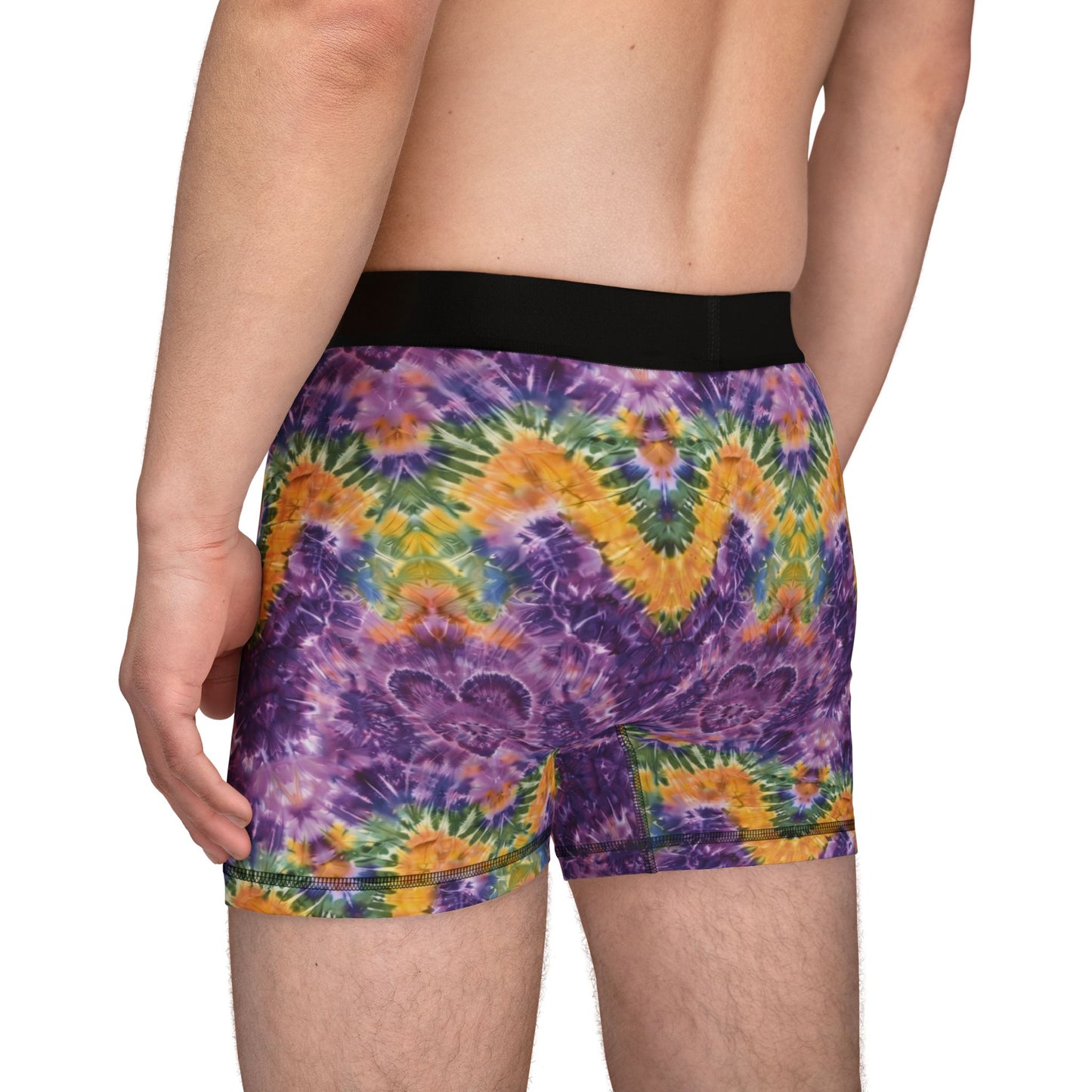 Mardi Gras Tie-Dye Men’s Boxer Briefs | Polyamory ENM Pride Underwear | Ethical Non-Monogamy Lifestyle Boxers | Colorful Festival-Inspired Men’s Underwear
