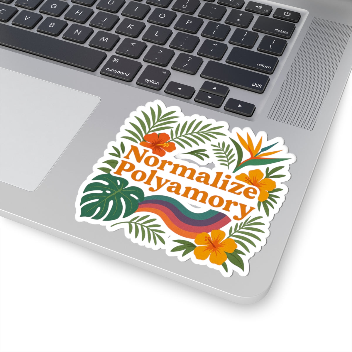 Tropical Normalize Polyamory Kiss-Cut Stickers - Colorful LGBTQ+ Pride Decals for Laptop, Journals, Bumper, Water Bottles, Gifts