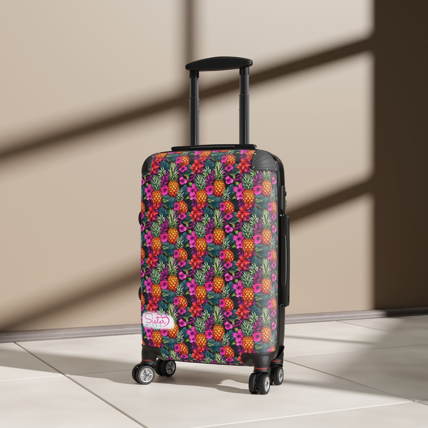 SisterWives Tropical Floral Pineapple Suitcase - Luggage, Travel Gear, Vacation Essential, Summer Adventure Bag, Stylish Travel Accessory