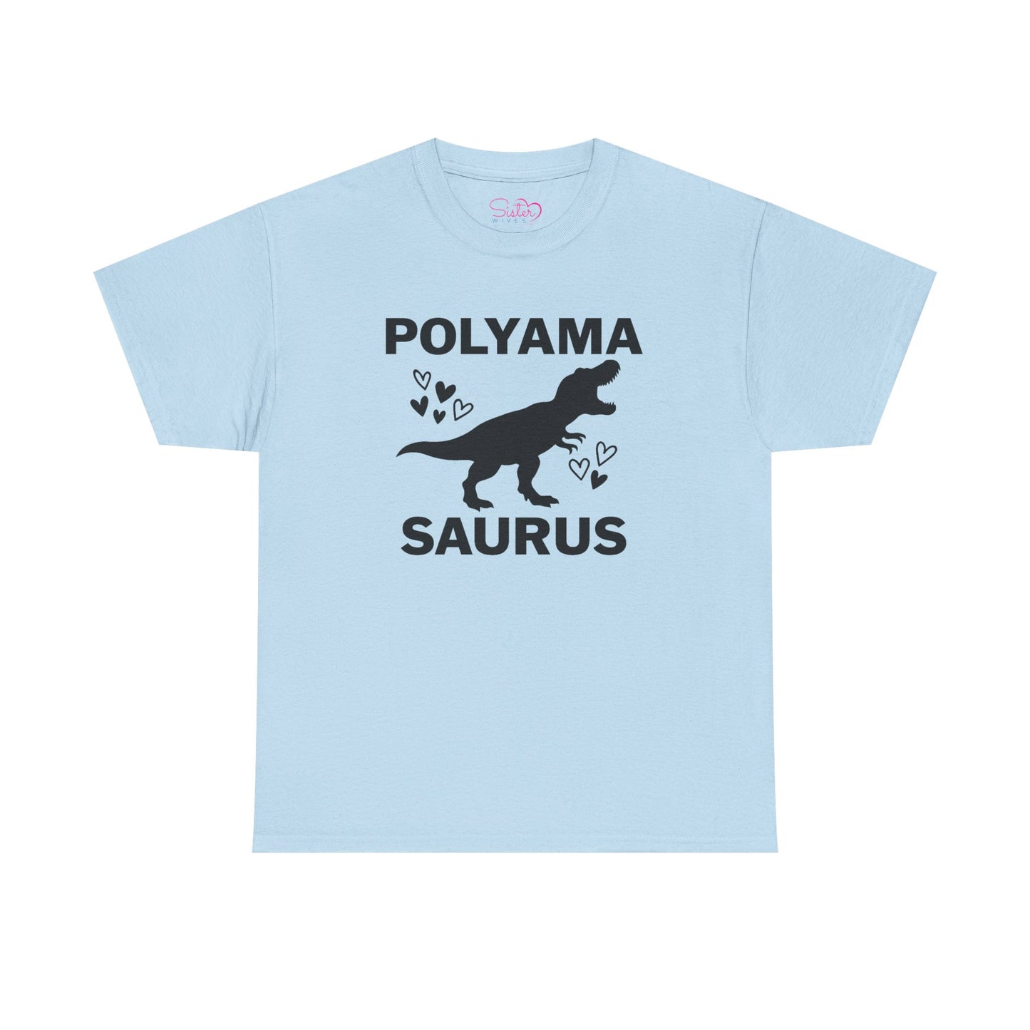 Polyama Saurus Dinosaur Polyamorous Funny Unisex Heavy Cotton Tee - Fun Dinosaur Shirt for Adults, Gift for Birthdays, Parties, Family Outings, Casual Wear