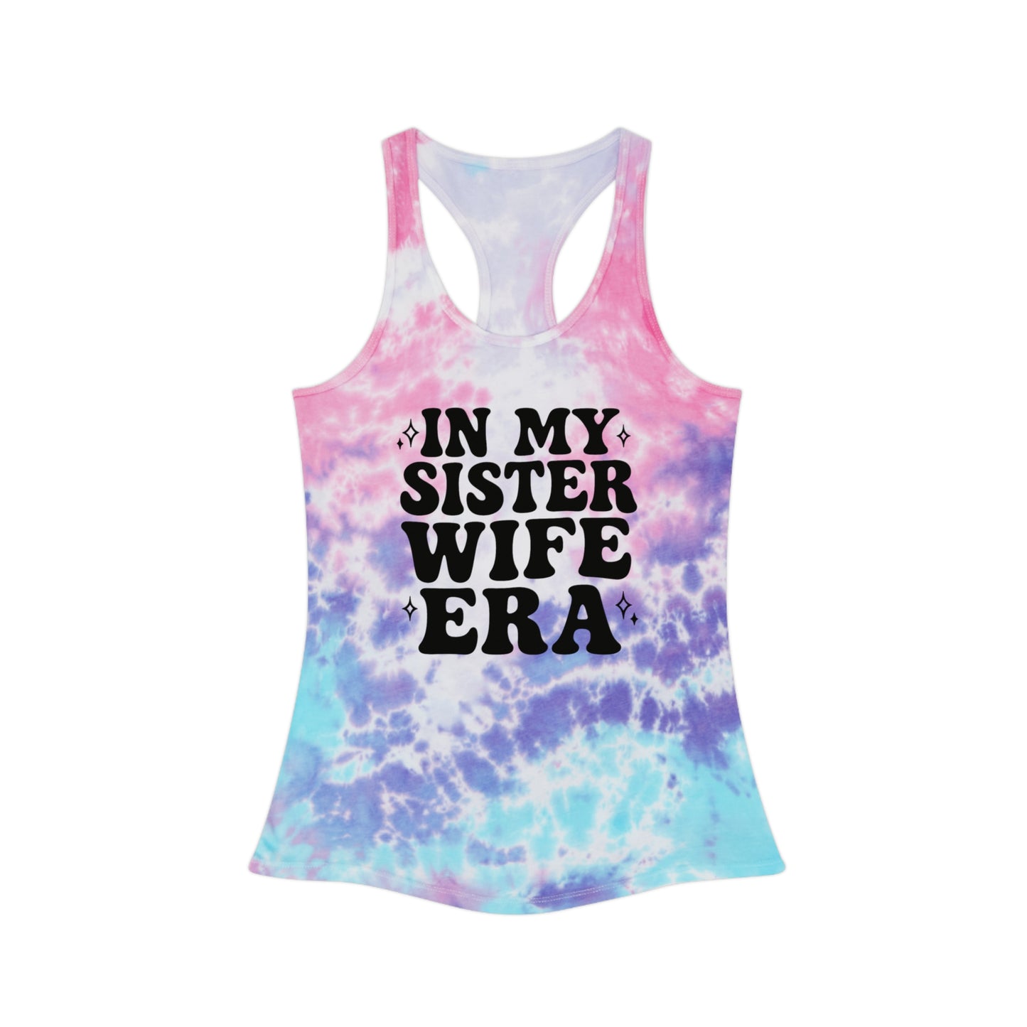 Black In My Sisterwife Era Tie-Dye Tank Top, Summer Casual Wear, Graphic Tee for Bachelorette, Birthday Gift, Festival Style Top, SisterWife Tank Top
