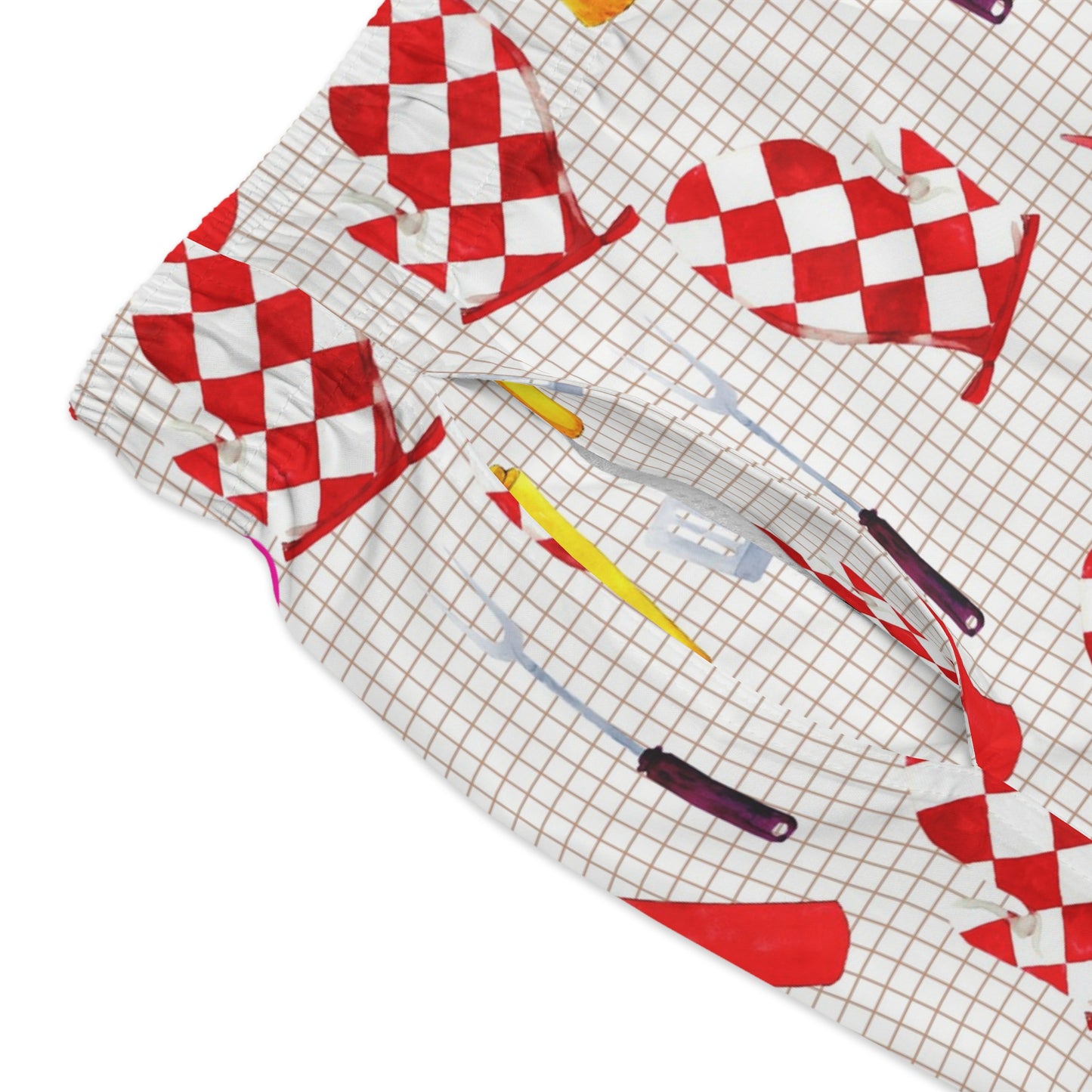 Men’s BBQ Swim Trunks – Grill & Cookout Boardshorts | Funny Food Print Swimwear | Fast-Dry Summer Swim Shorts