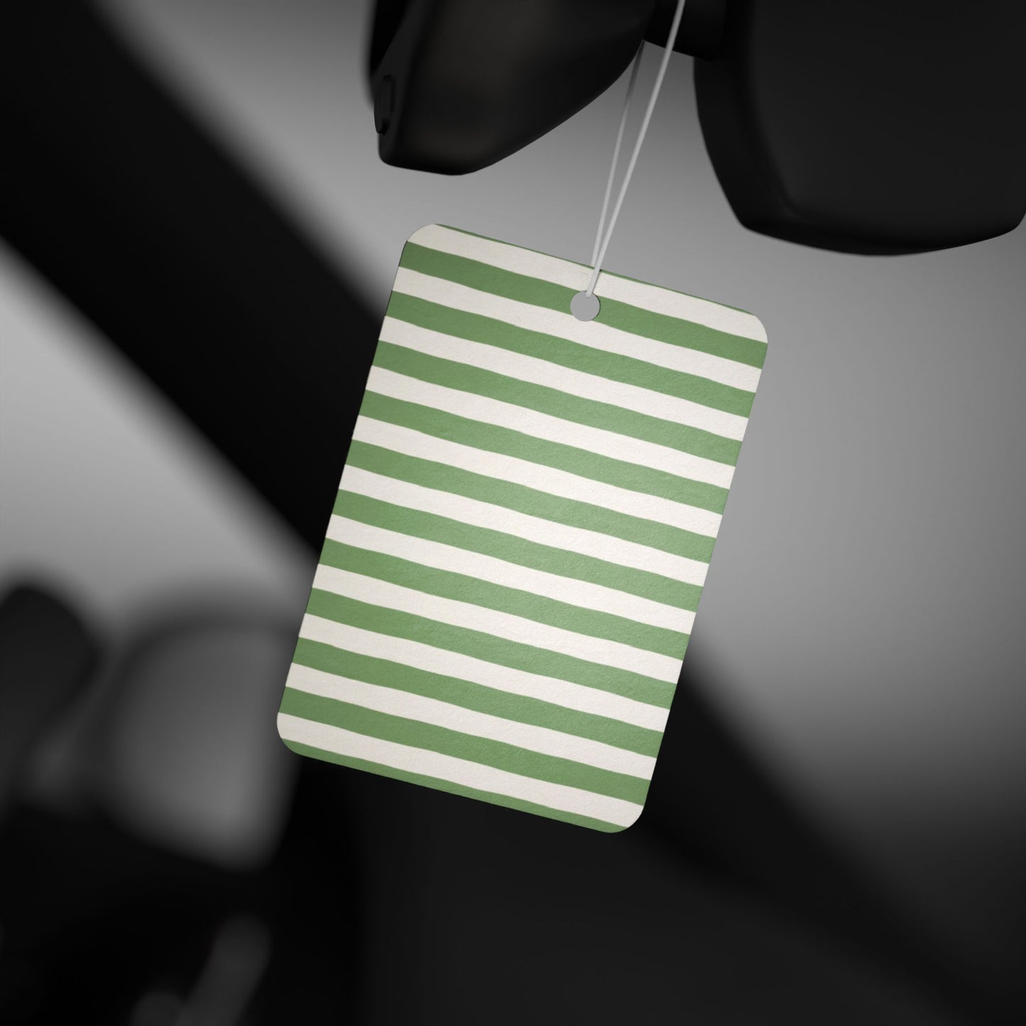 Green Stripe Car Air Freshener – Sage Minimalist Aesthetic Hanging Diffuser | Pine, New Car & Black Ice Scents