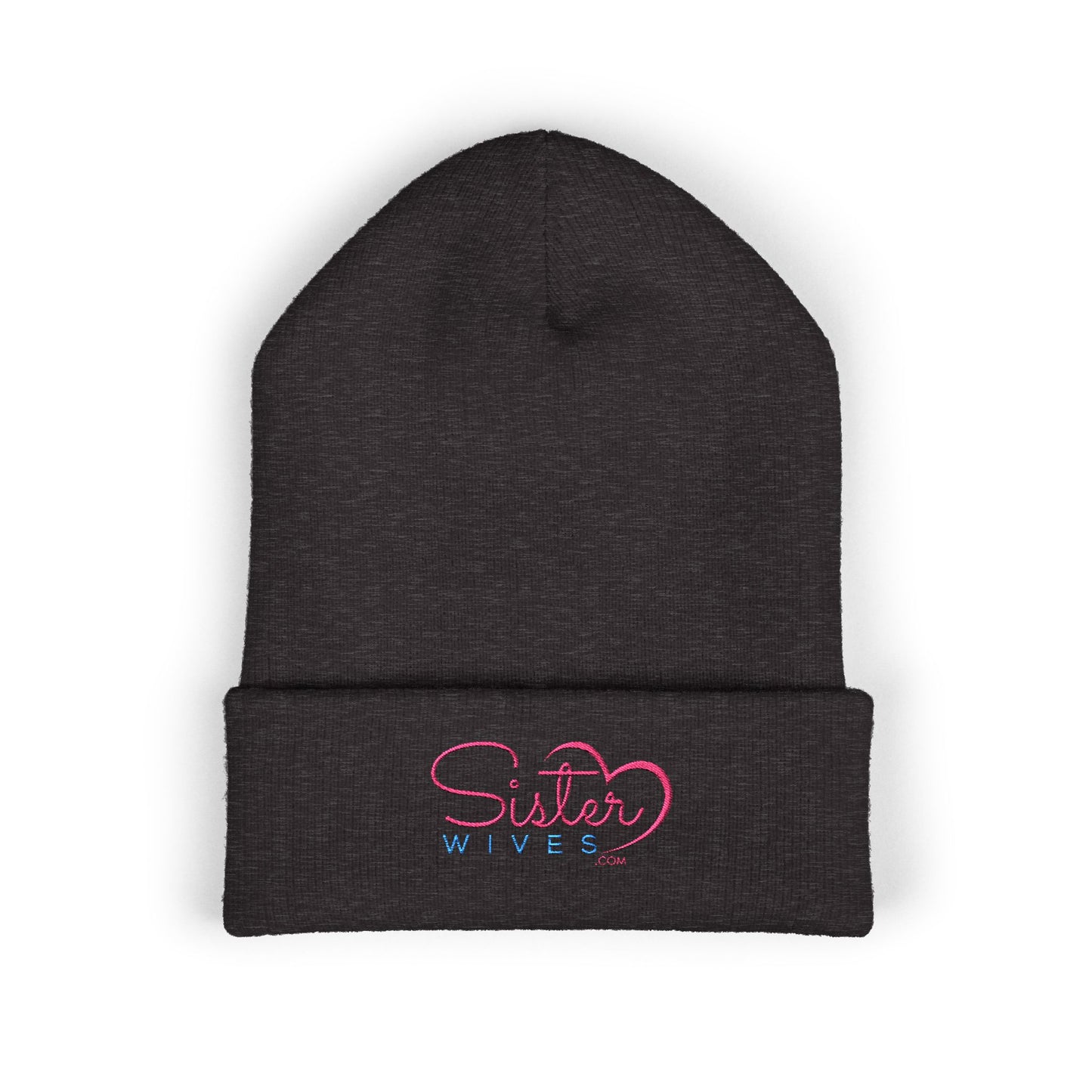 SisterWives Logo Embroidered Cuffed Beanie, Cozy Hat for Family Gatherings, Winter Wear, Holiday Gift, Fashion Accessory