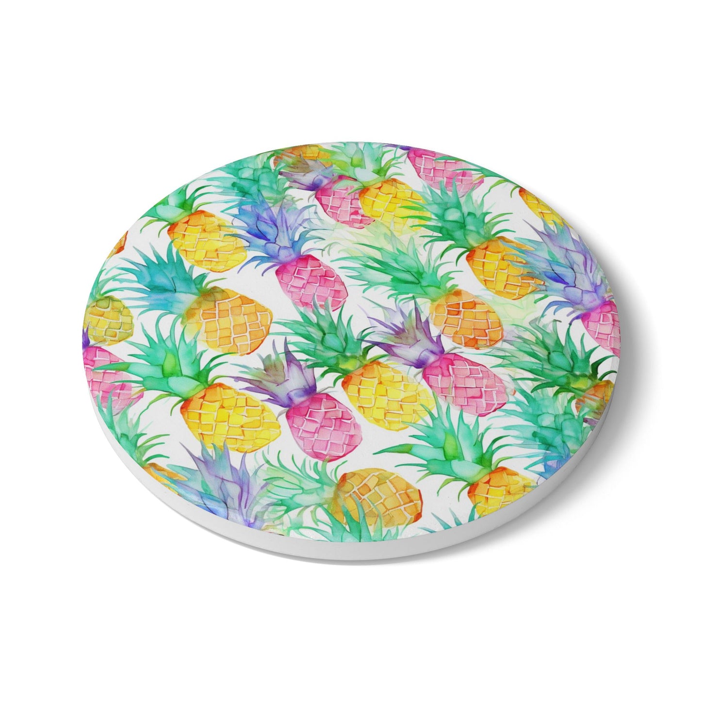 Neon Tropical Pineapple Coaster Set - Fun Summer Drink Coaster, Home Bar Decor, Tropical Party Supplies, Gift for Beach Lovers, Kitchen Accessory