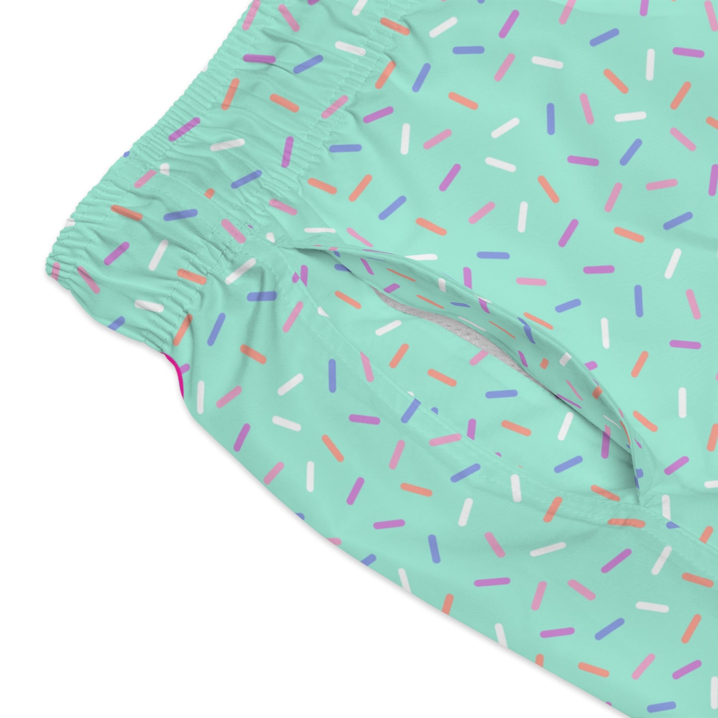 Men’s Rainbow Sprinkle Swim Trunks – Pastel Confetti Summer Swim Shorts, Fun Pool & Beach Board Shorts, Fast-Dry AOP Trunks