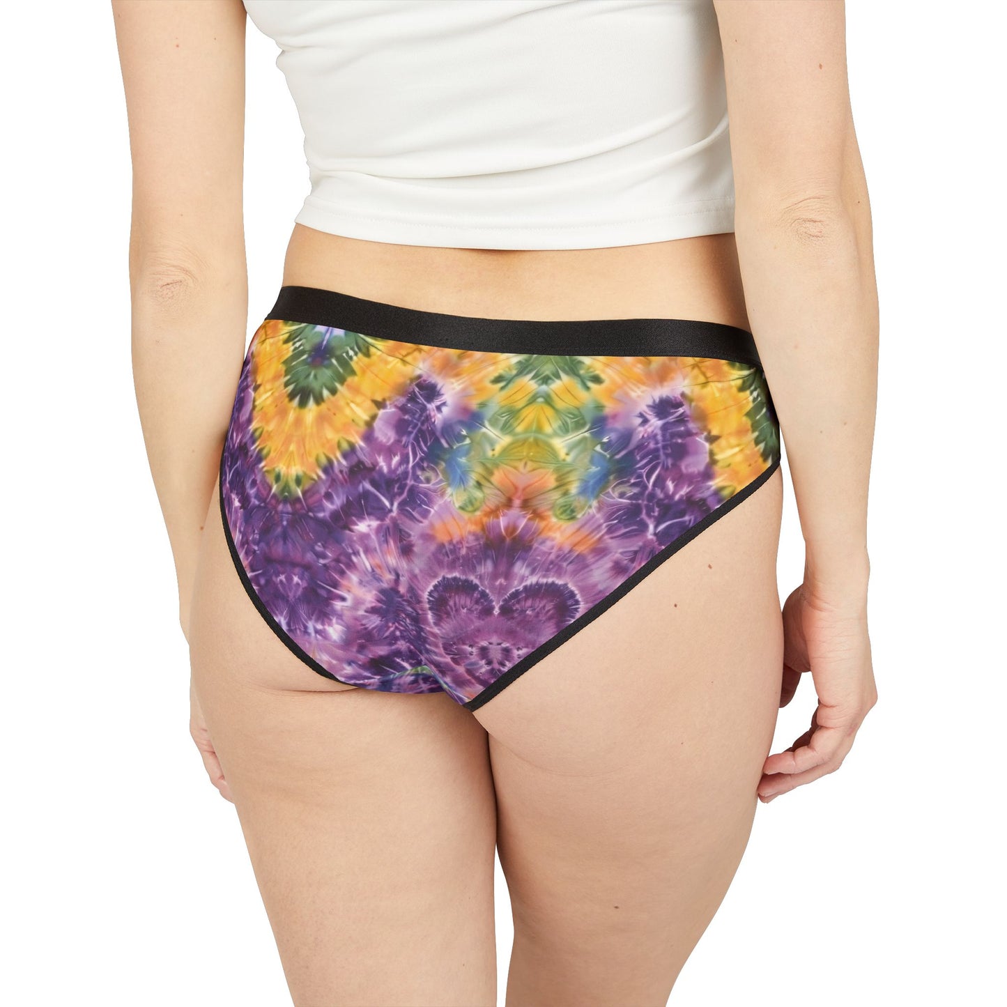 Mardi Gras Tie-Dye Women’s Panties | Polyamory ENM Pride Underwear | Ethical Non-Monogamy Lingerie | Colorful Festival-Inspired Bikini Briefs