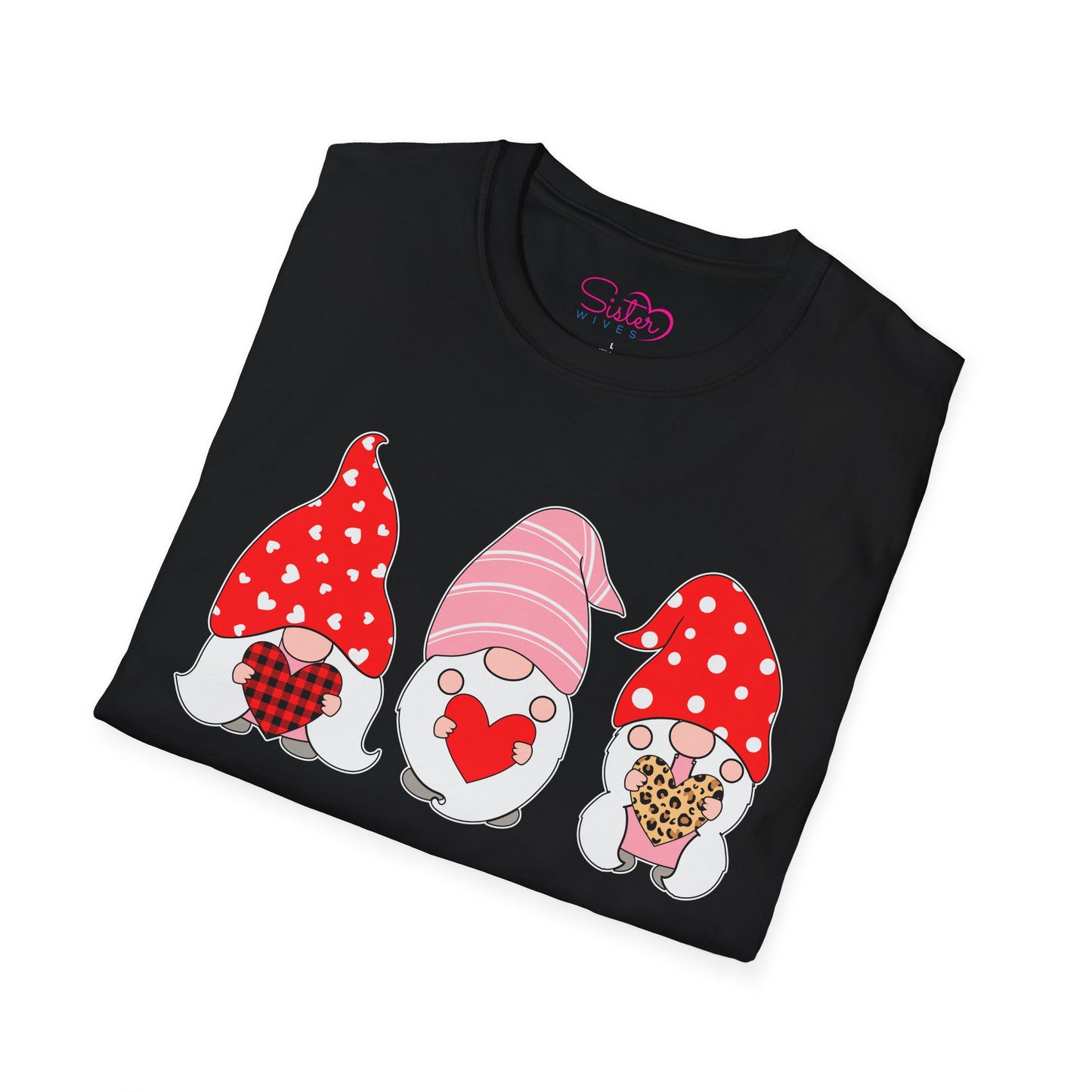 Throuple Gnome Love T-Shirt, Polyamory & ENM Graphic Tee, Cute Valentine Gnomes, Swinger & Chosen Family Shirt