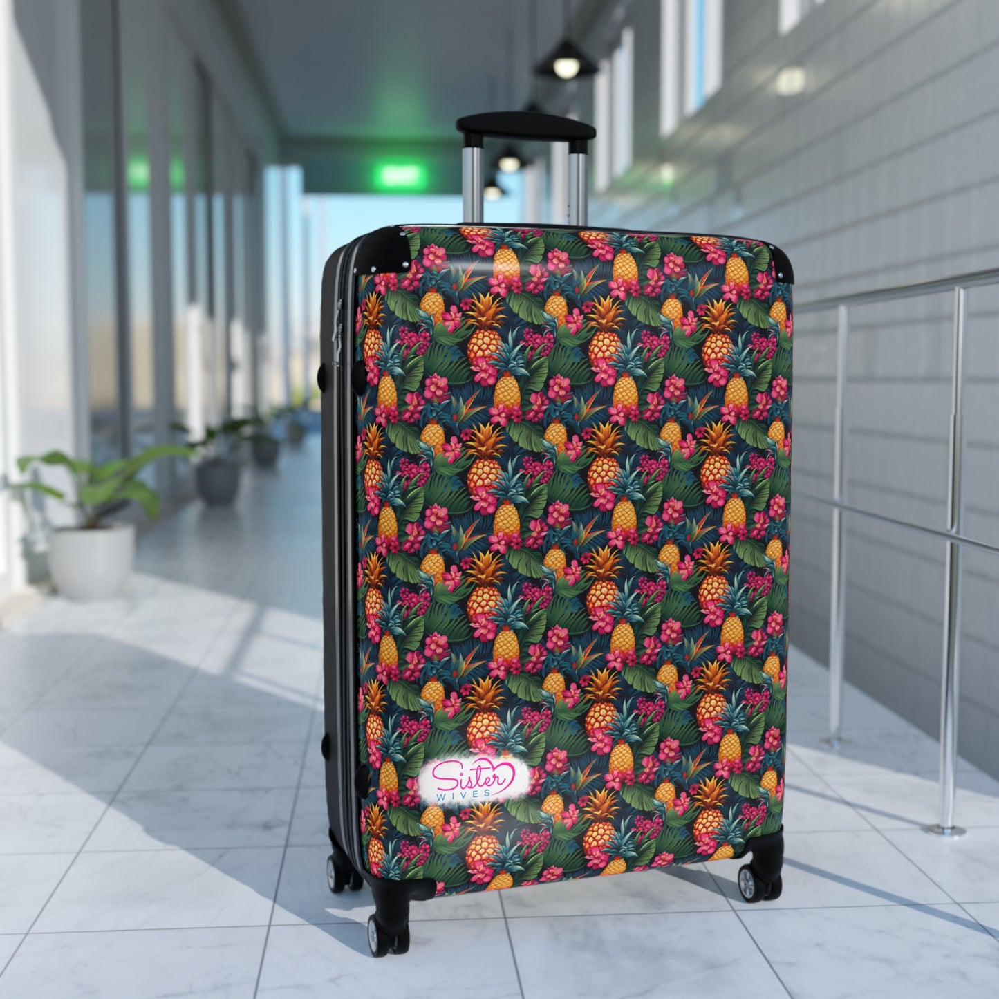 SisterWives Tropical Pineapple Suitcase - Luggage, Travel Gear, Vacation Essential, Summer Adventure Bag, Stylish Travel Accessory