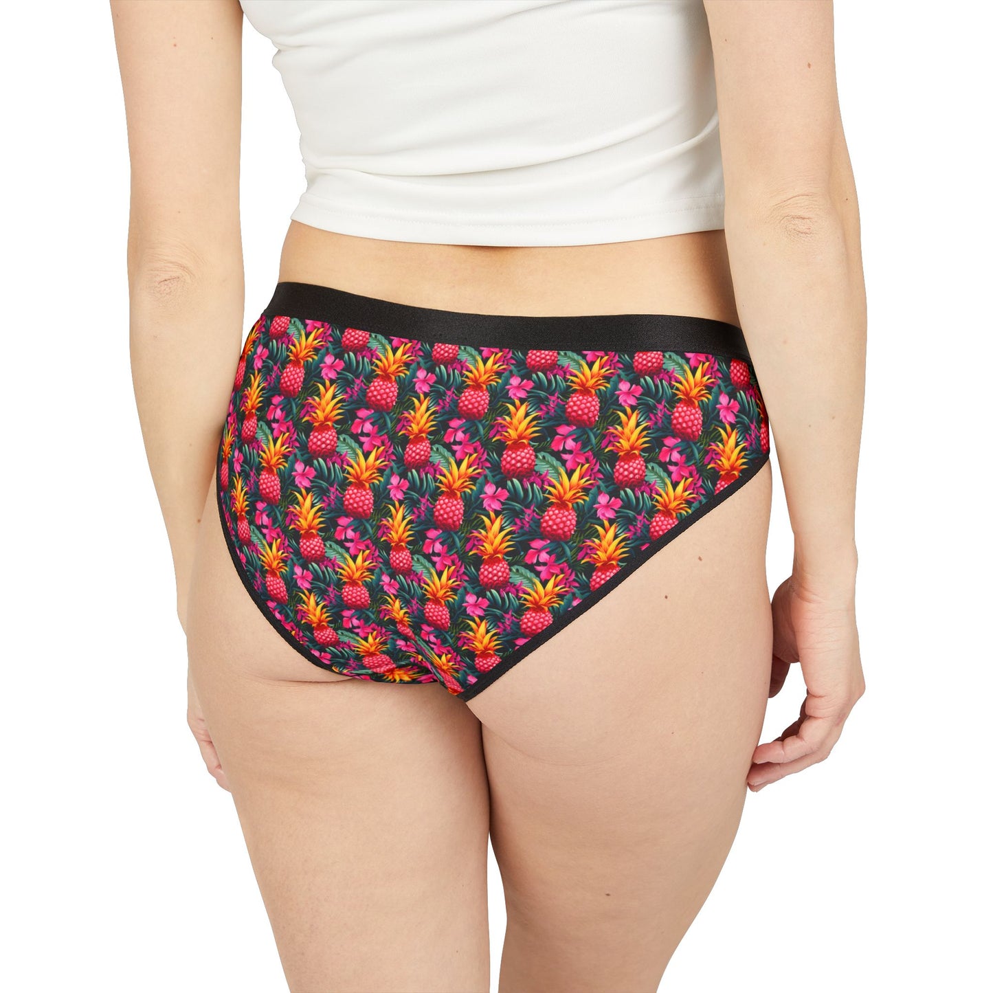 Sisterwives Tropical Pink Pineapple Print Women's Underwear, Vibrant Lingerie, Comfortable Panties, Gift for Her, Everyday Essentials, Colorful Intimates
