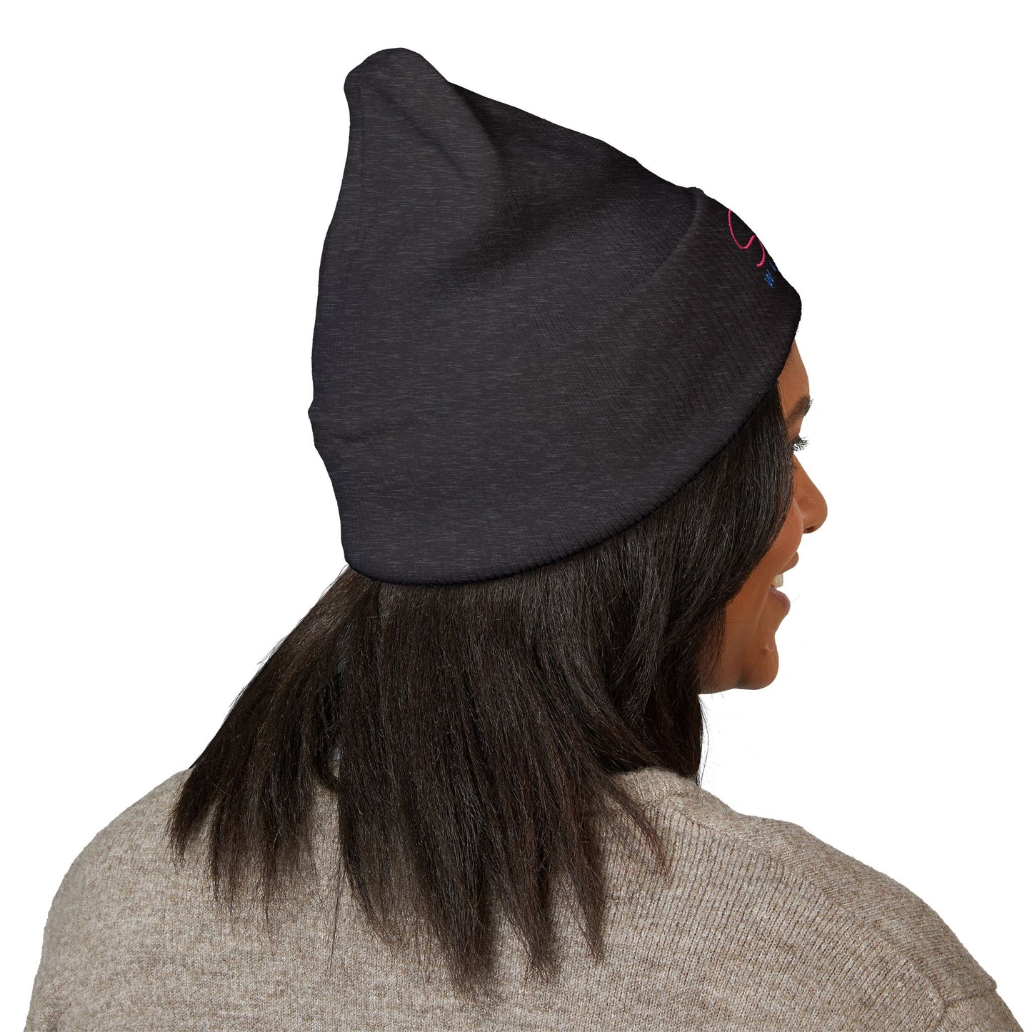 SisterWives Logo Embroidered Cuffed Beanie, Cozy Hat for Family Gatherings, Winter Wear, Holiday Gift, Fashion Accessory