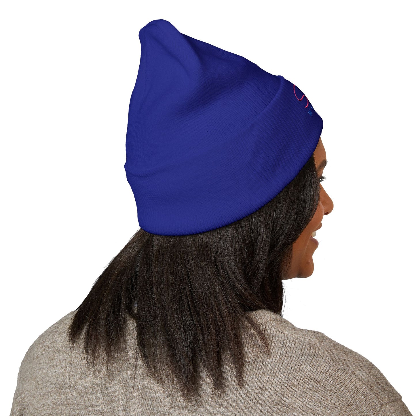 SisterWives Logo Embroidered Cuffed Beanie, Cozy Hat for Family Gatherings, Winter Wear, Holiday Gift, Fashion Accessory
