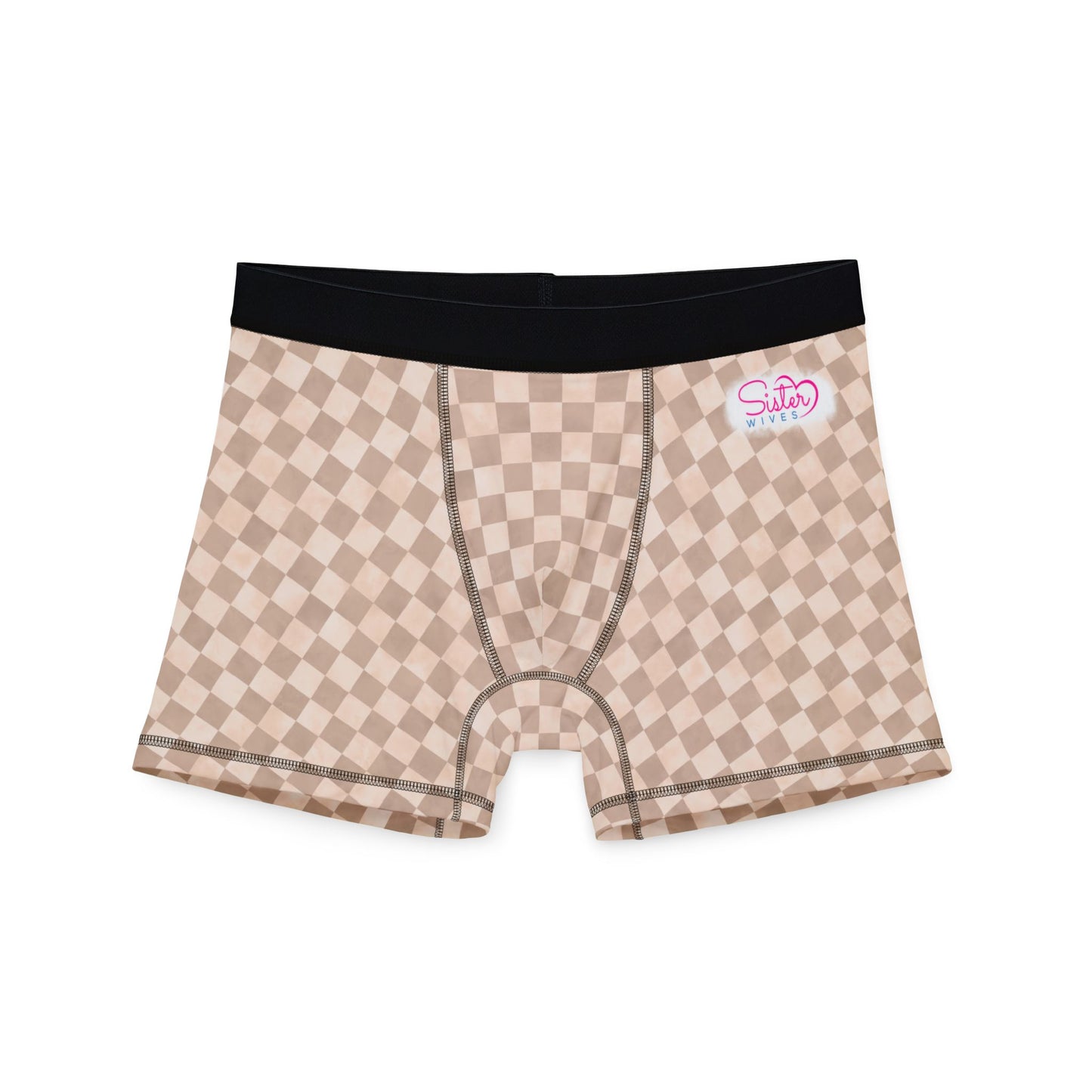 Neutral Checker Men’s Boxer Briefs | Aesthetic Stretch Underwear | ENM & Polyamory Friendly Loungewear