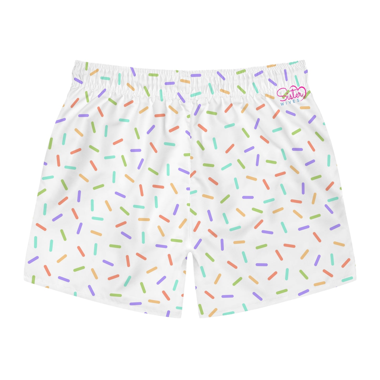 Men’s Rainbow Sprinkle Swim Trunks – Pastel Confetti Summer Swim Shorts, Fun Pool & Beach Board Shorts, Fast-Dry AOP Trunks