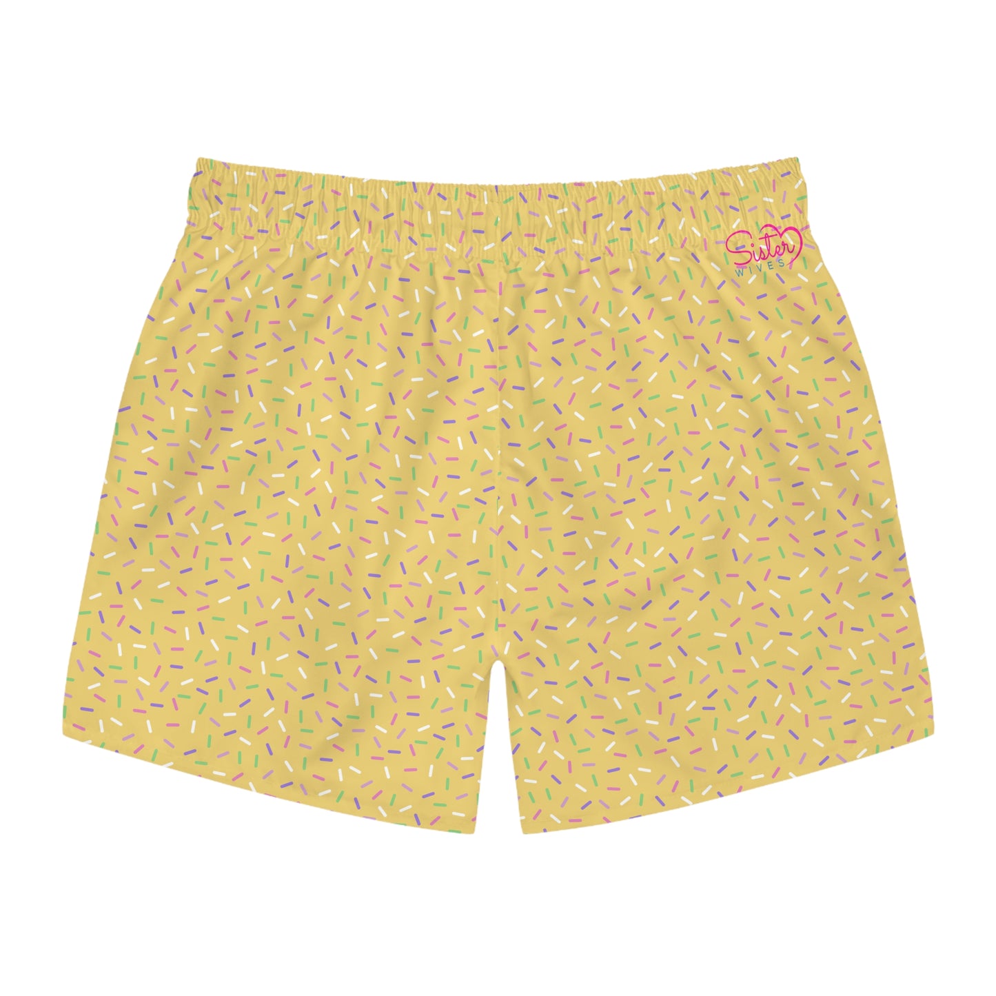 Men’s Rainbow Sprinkle Swim Trunks – Pastel Confetti Summer Swim Shorts, Fun Pool & Beach Board Shorts, Fast-Dry AOP Trunks
