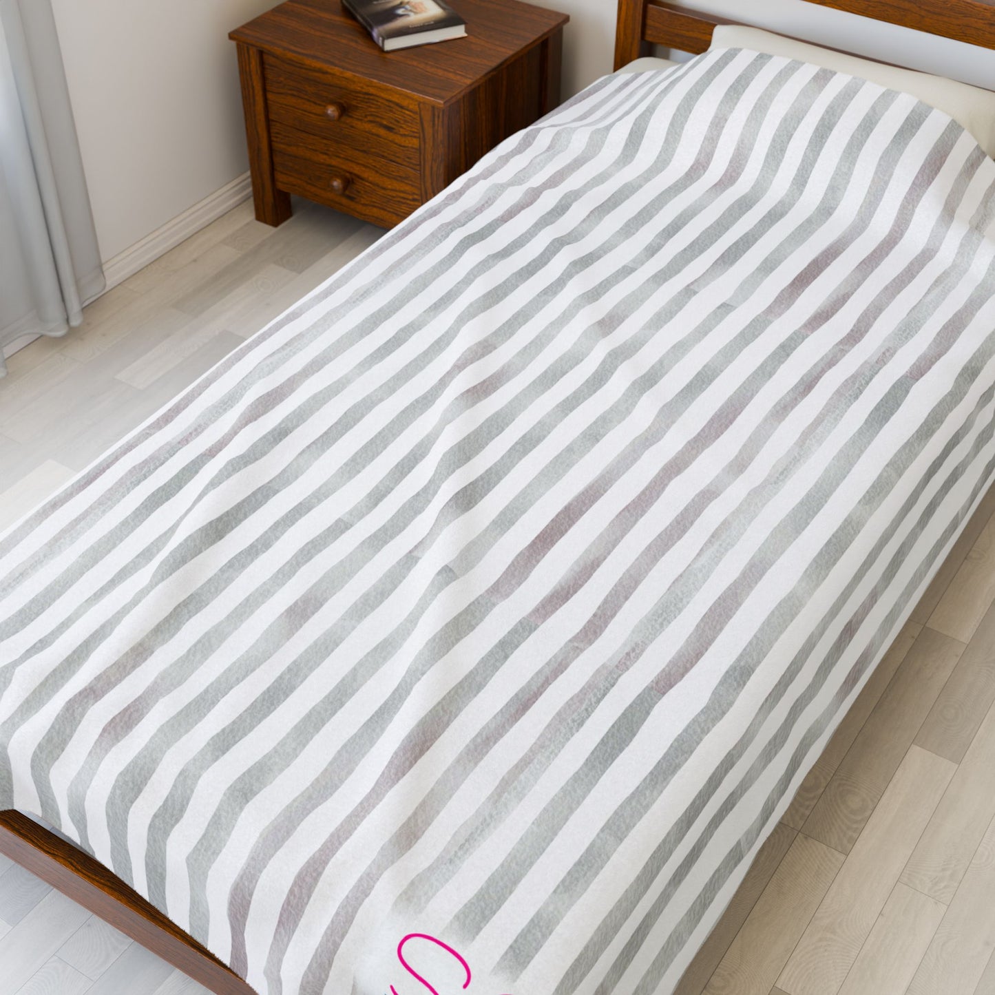 Soft Stripe Throw Blanket – Polyamory Sisterwives ENM Friendly Home Decor | Swinger Lifestyle Cozy Blanket | Minimalist Blush Stripe Throw