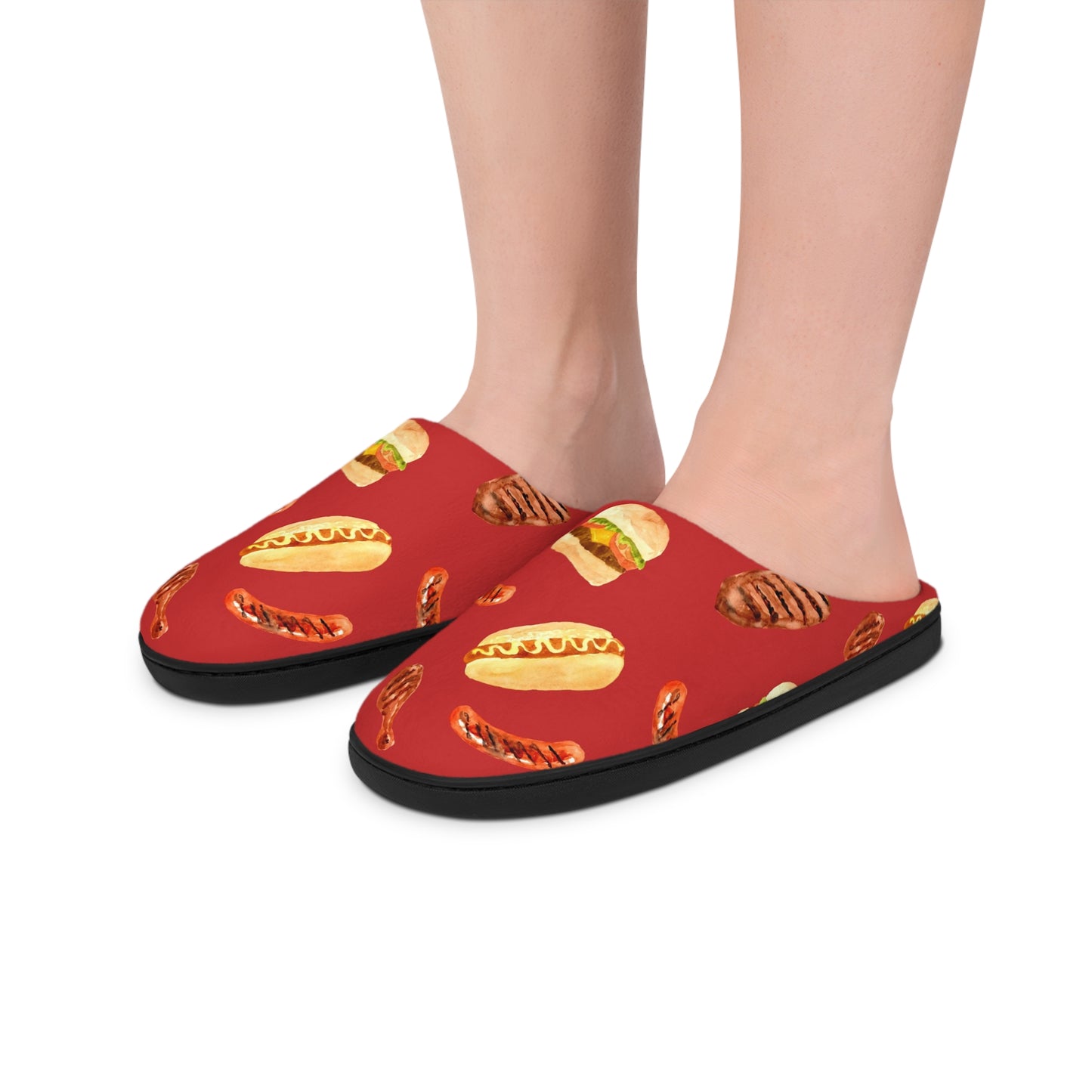 Men’s BBQ Slippers – Grill & Cookout Indoor House Shoes | Funny Food Print Slippers | Cozy Non-Slip Men’s Slippers