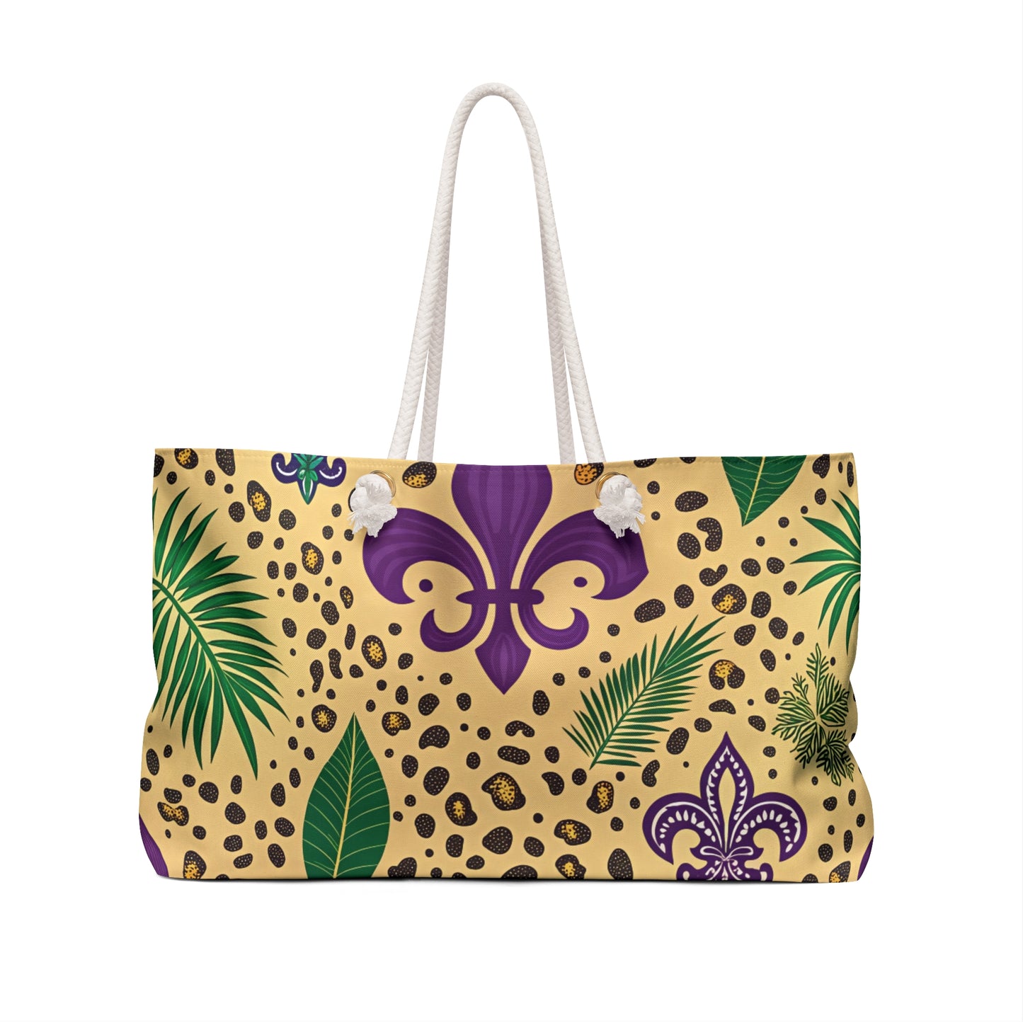 Mardi Gras Cheetah Print Weekender Bag | Polyamory ENM Friendly Travel Tote | Matching Couple & Throuple Overnight Bag | Festival & Cruise Carryall